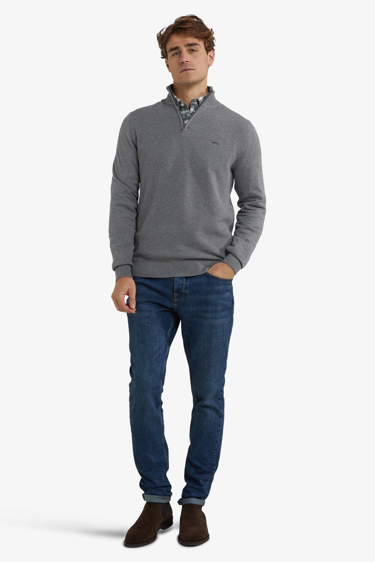 ZIP MOCK SWEATER MEDIUM GREY MELANGE 2