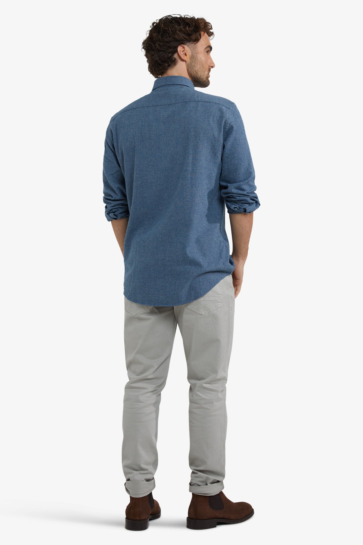 FLANNEL MELANGE OXFORD SHIRT NAVY 3