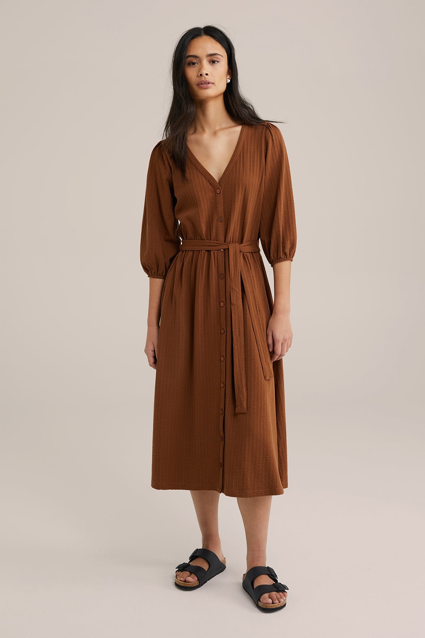 DRESS MIDI DARK BROWN 1