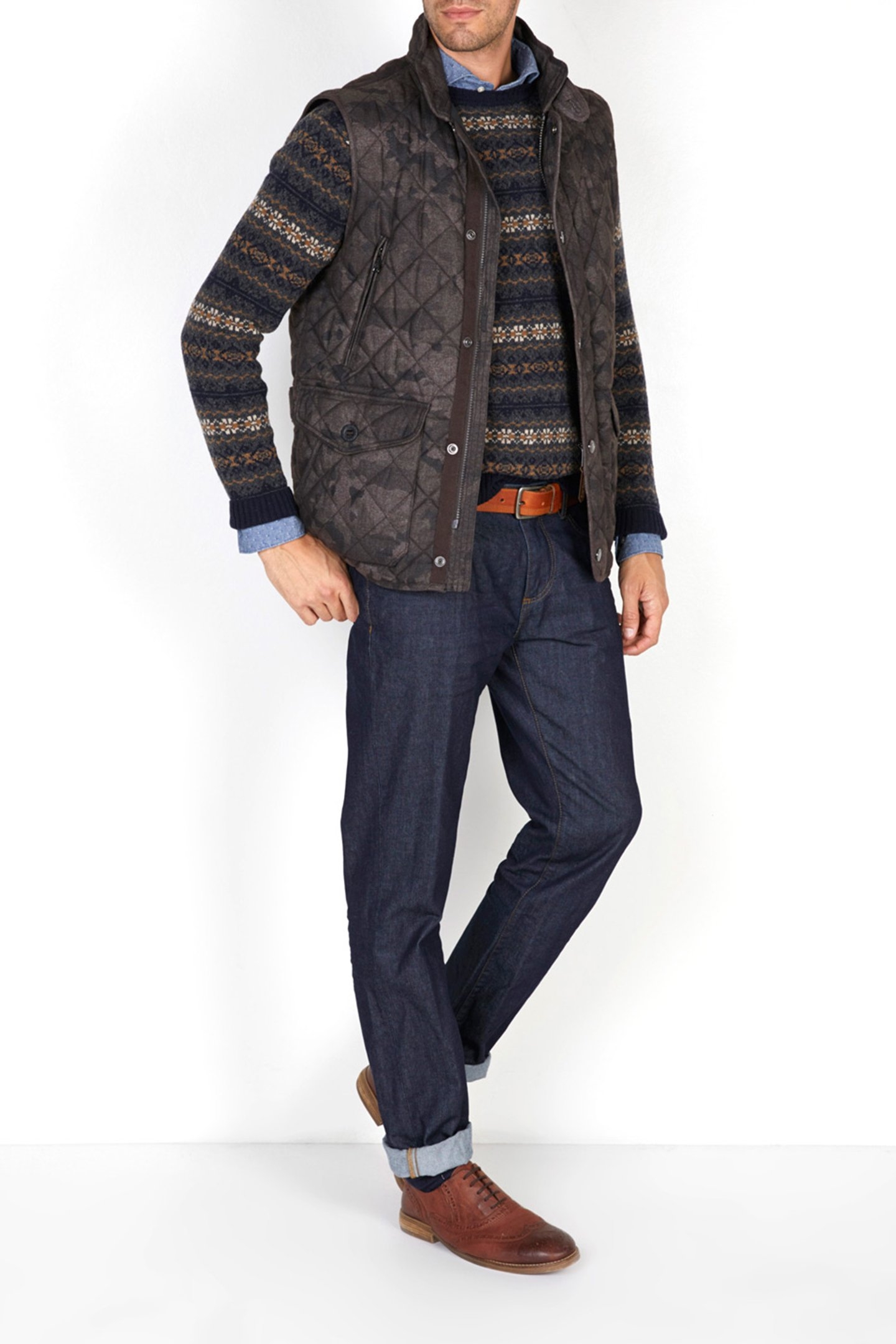 DIAMAND QUITED BODYWARMER BROWN 1