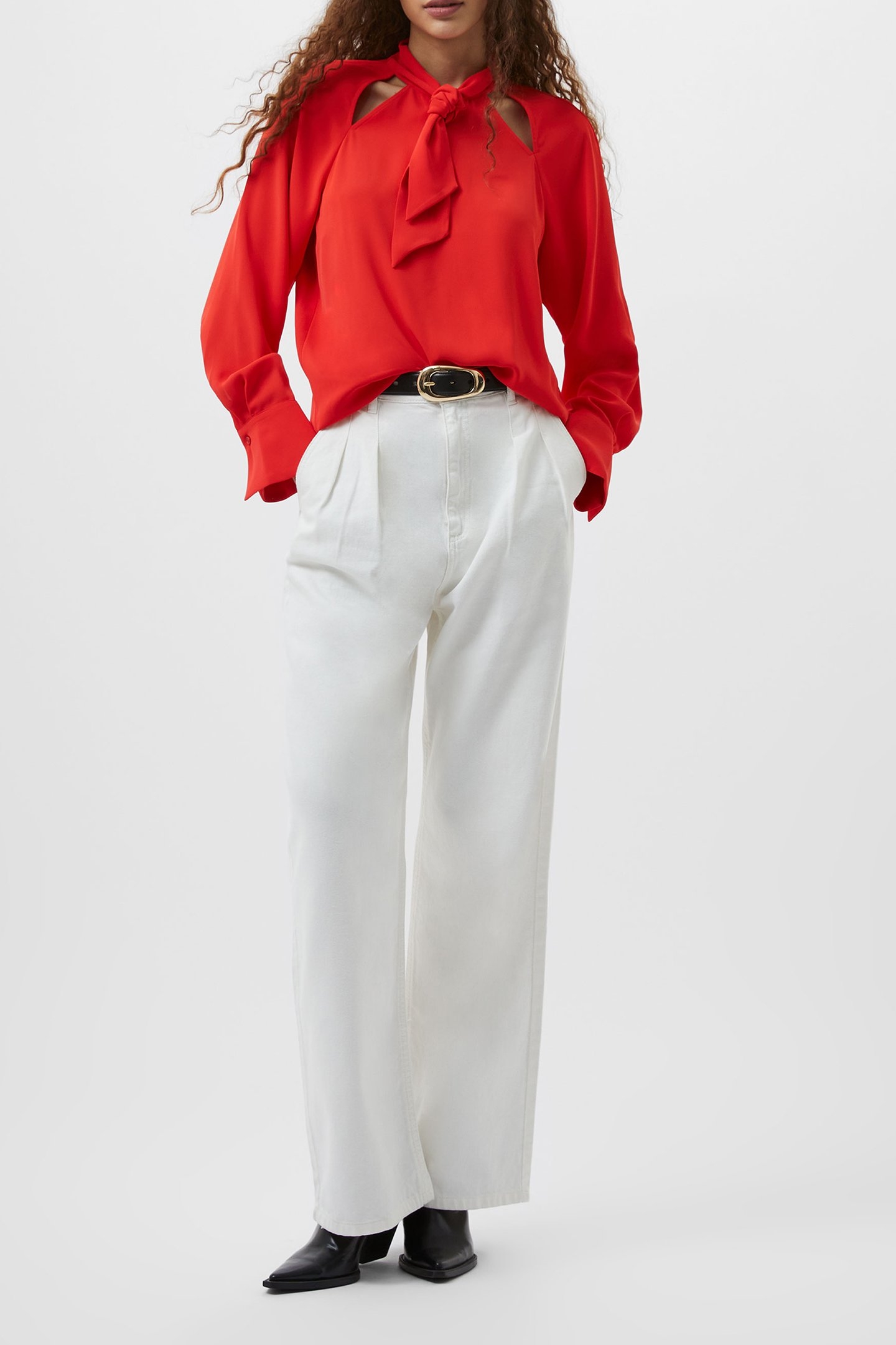 CARMEN CREPE LS BLOUSE SCARLET RED 2