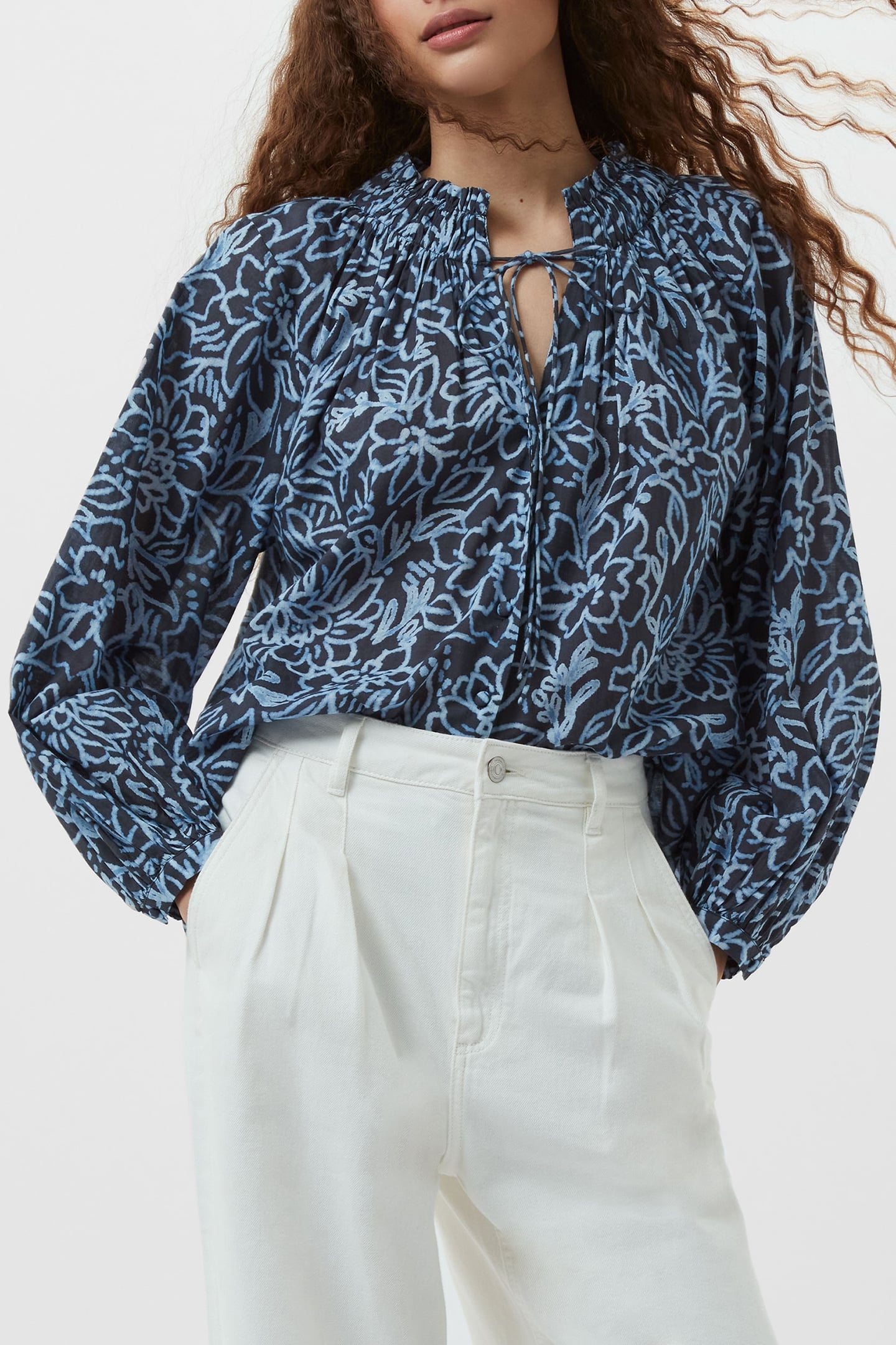 ANNA AUSTIN COTTON TOP NAVY MULTI 1