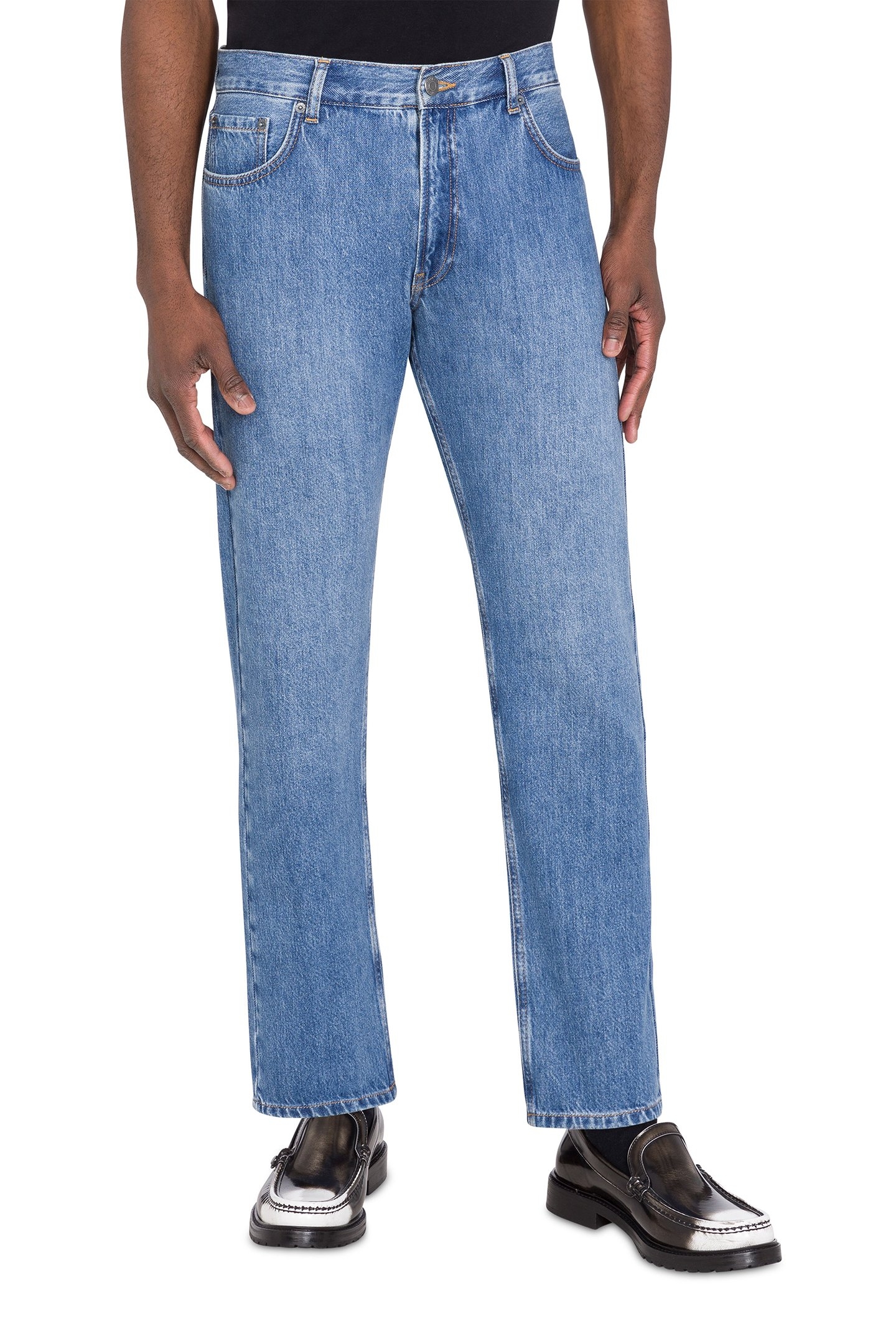 BLUE COTTON DENIM TROUSERS BLUE 1