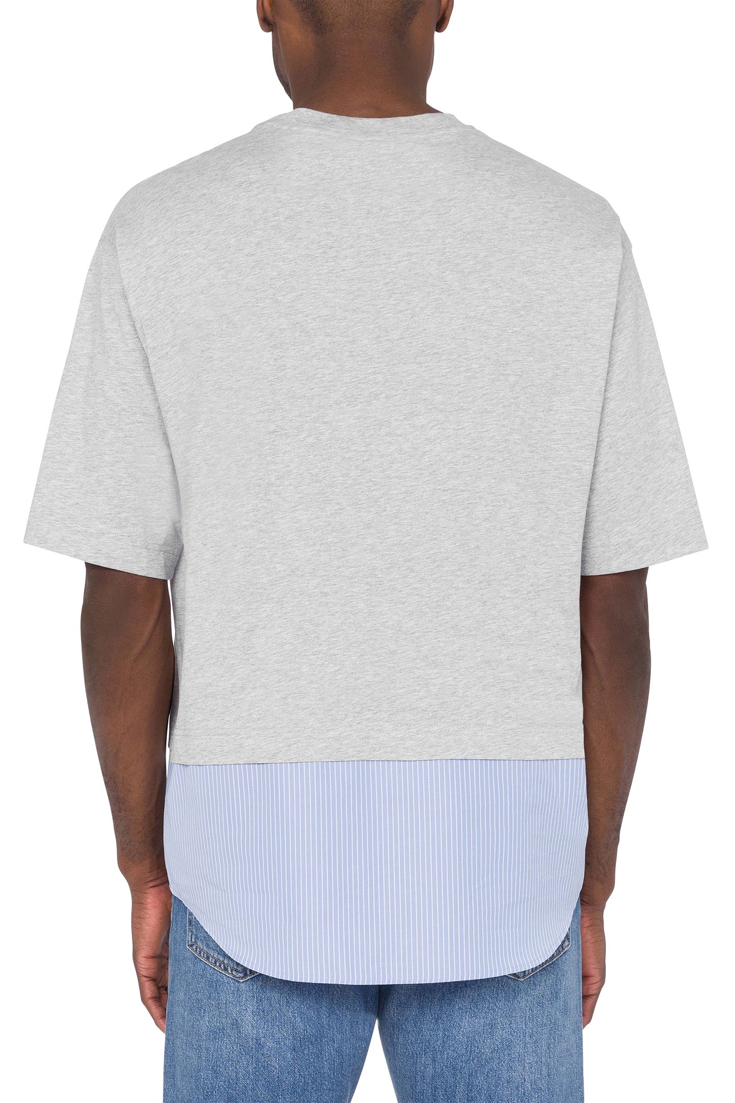 T-SHIRT WITH STRIPED HEM GREY 2