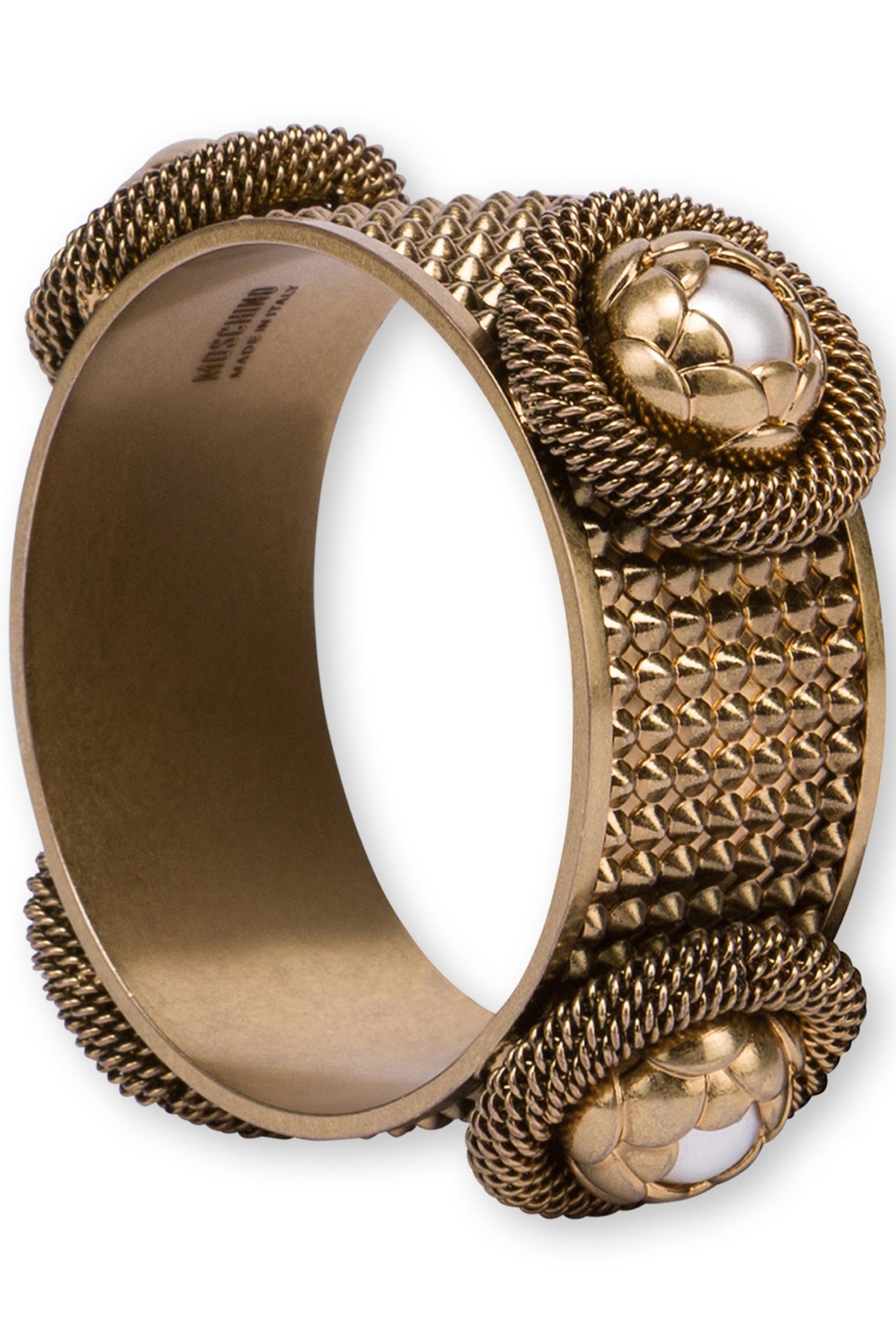 BANGLE BRACELET WITH FLOWERS AND PEARLS GOLD 2