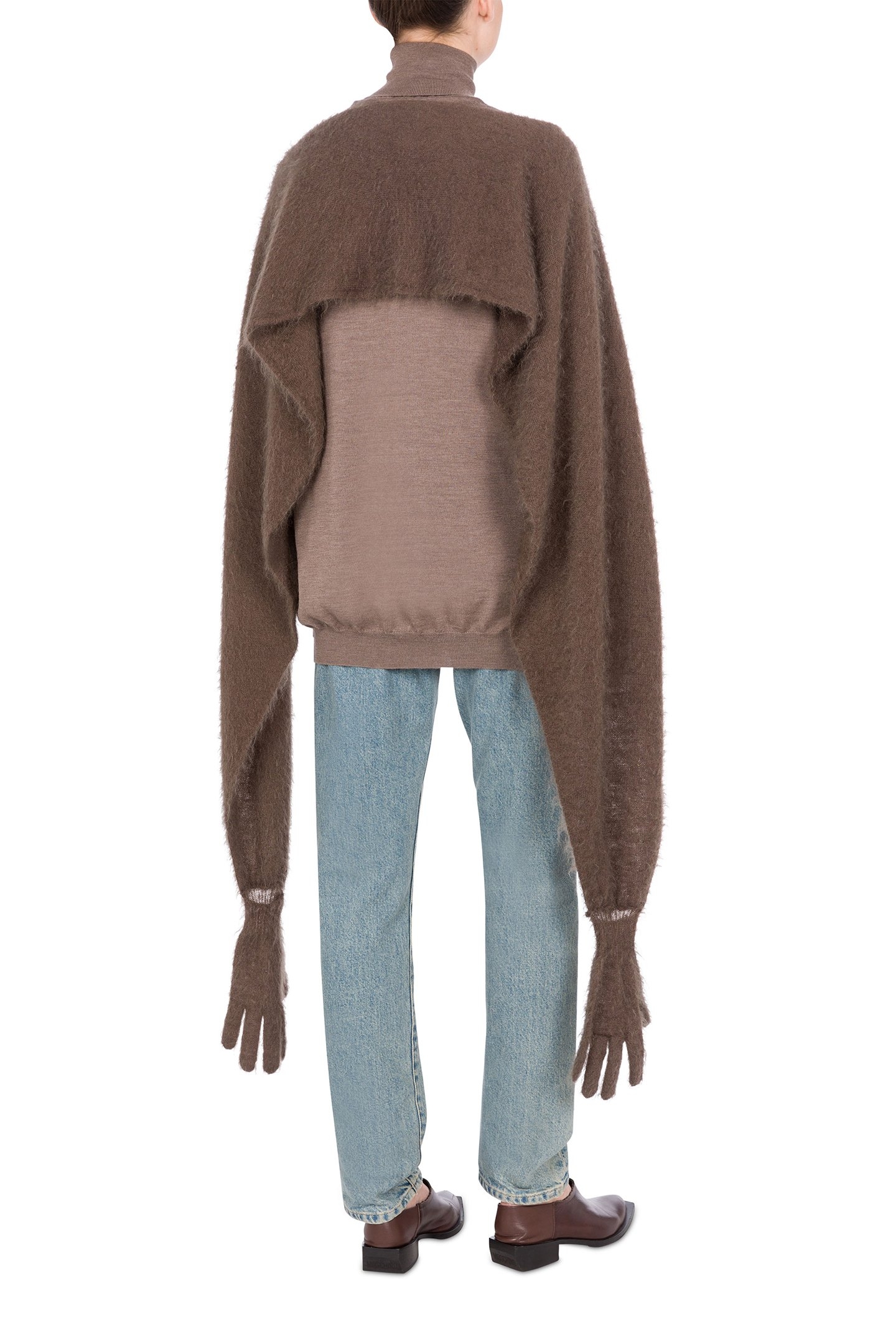 BRUSHED MOHAIR CAPE BROWN 2