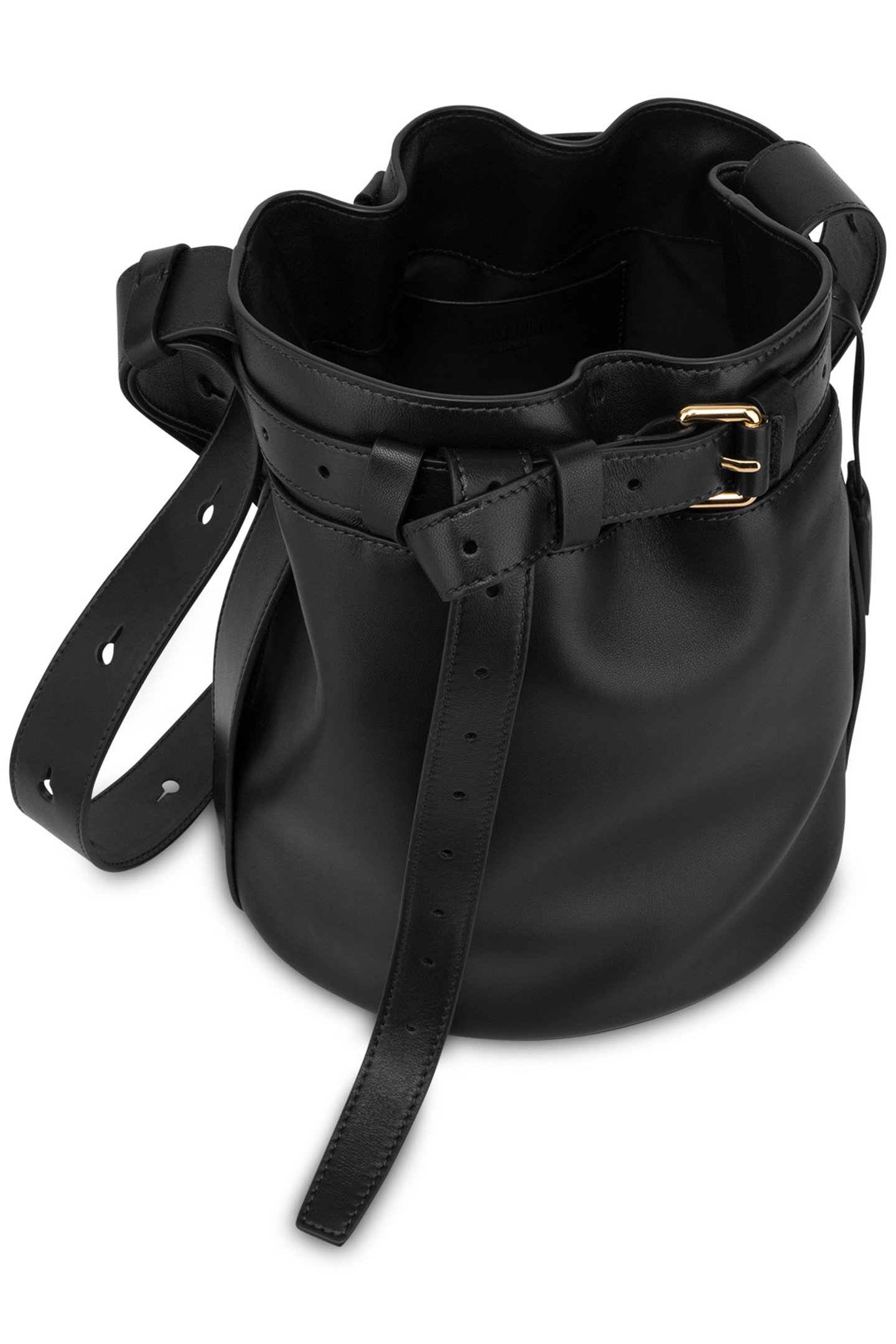 MOSCHINO TIE ME BUCKET BAG BLACK 3