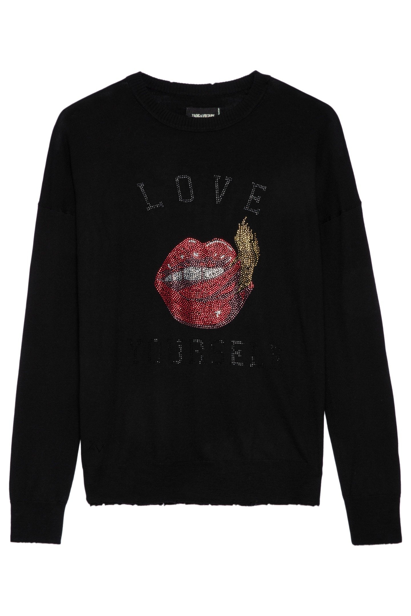 GABY LOVE YOURSELF STRASS SWEATER NOIR 1