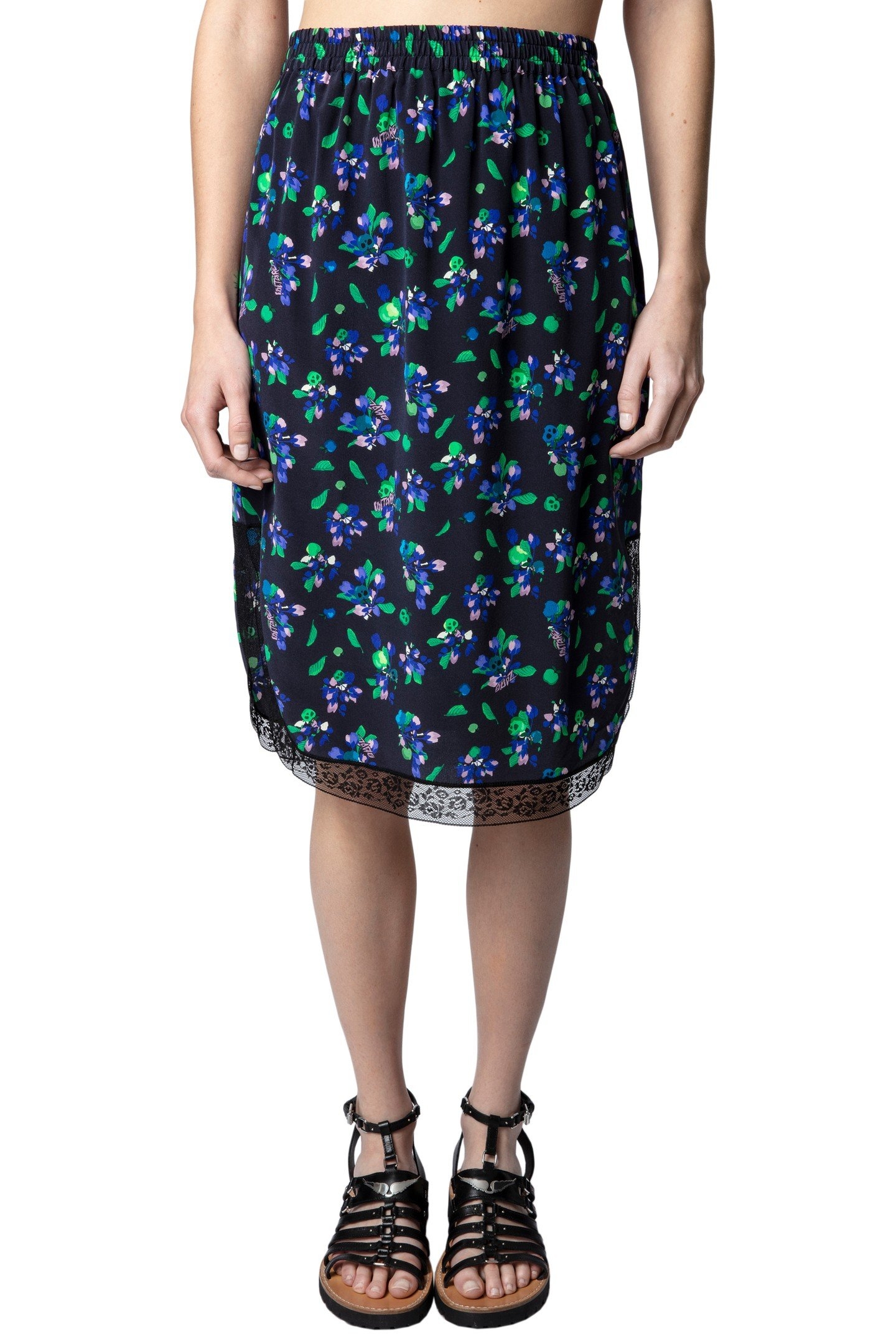 JOZY BIANCA FLOWER SKIRT NOIR 1