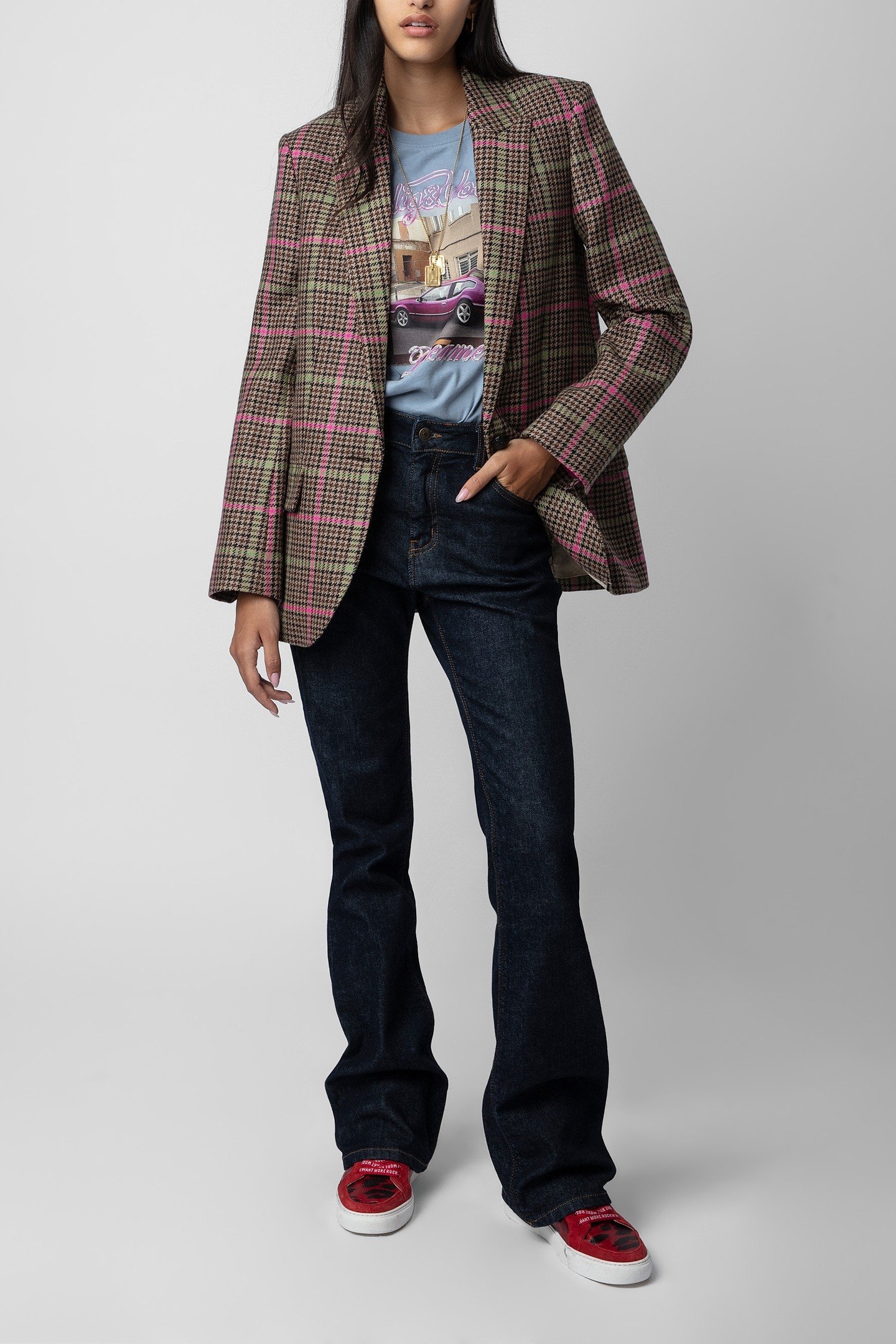 VOW CHECK WOOL BLAZER CHESNUT 2