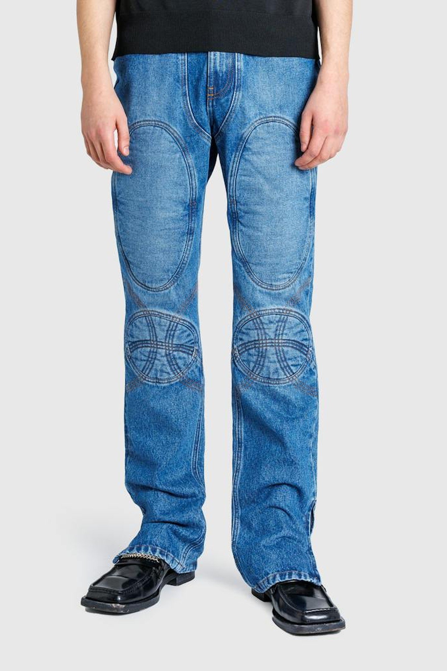 JEAN PAUL GAULTIER – KNEE-BONDED LACE DENIM JEANS 2