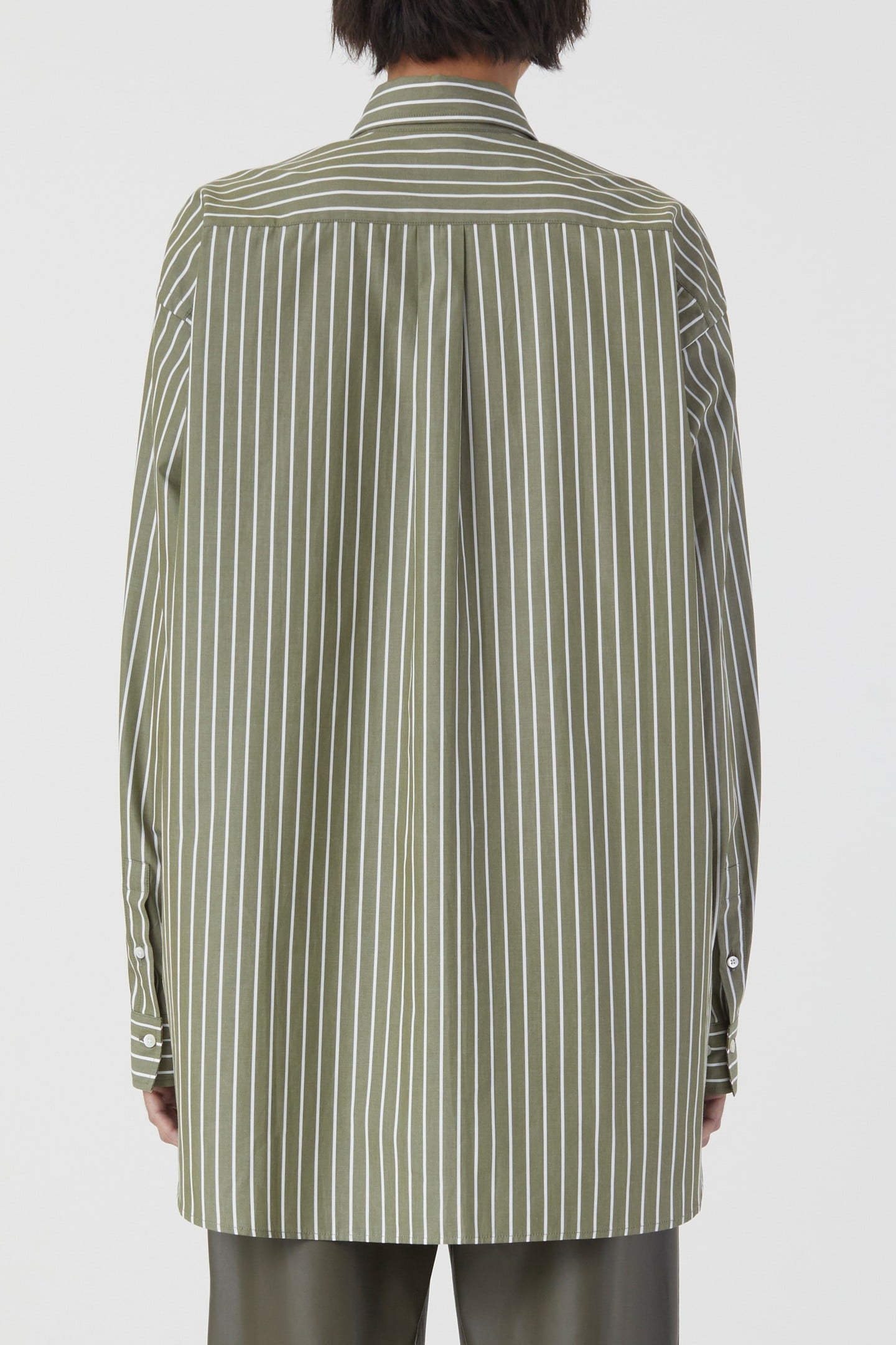 LONG STRIPE BLOUSE SHIRT ARMY GREEN 7