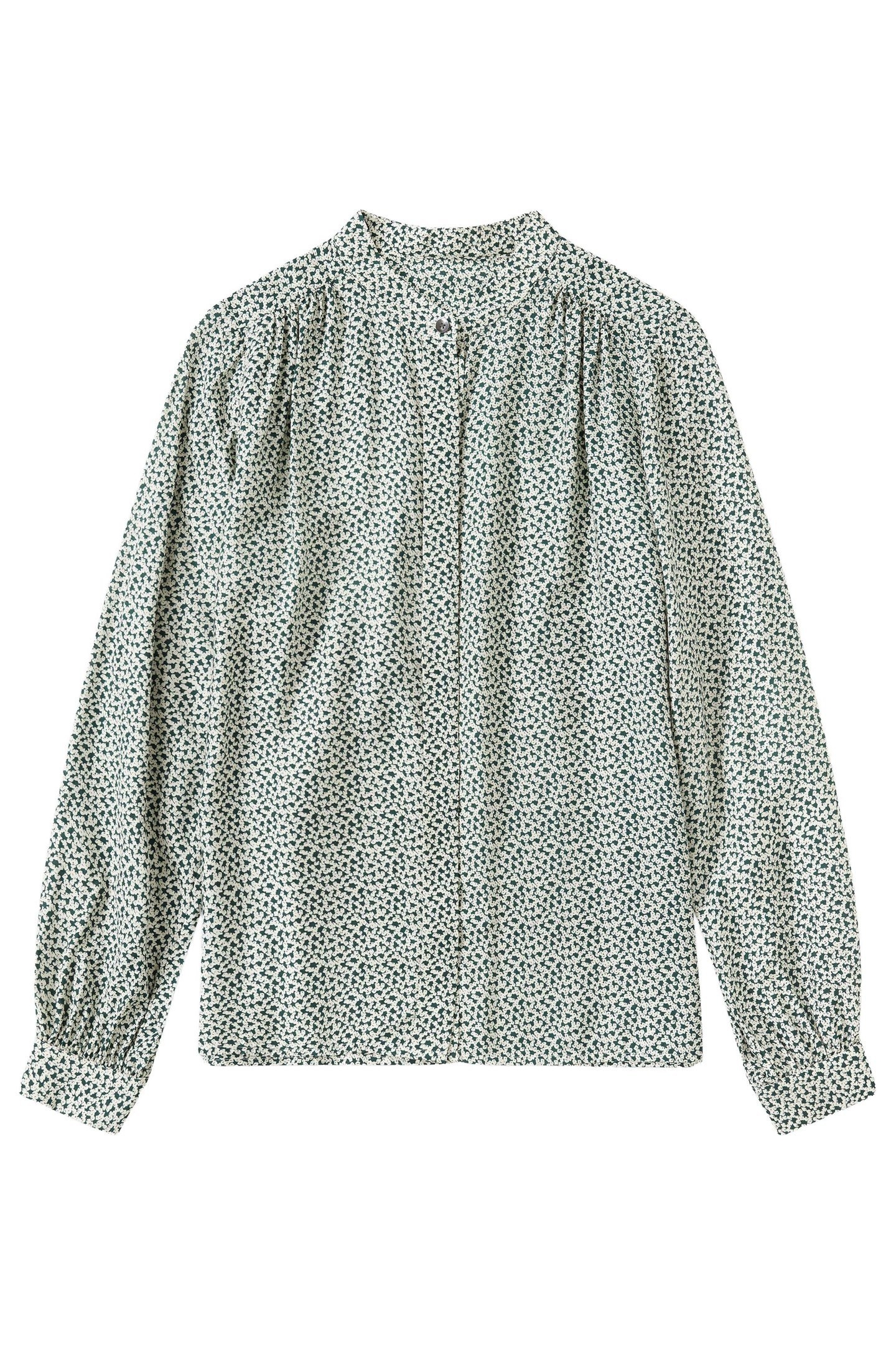 SHORT GATHERED BLOUSE SHIRT FERN GREEN 1
