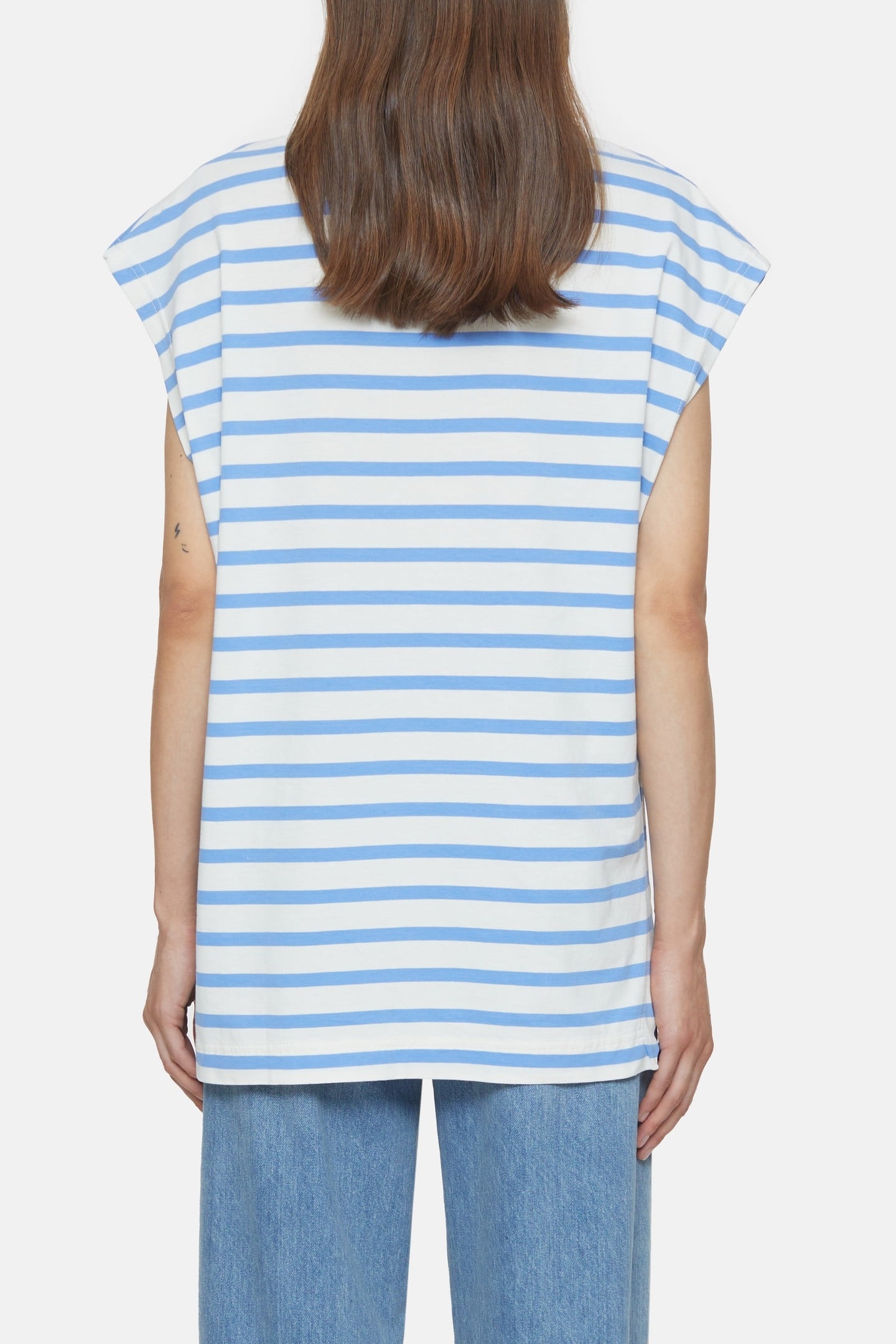 CREW NECK CAP SLEEVE T-SHIRTS CHAMBRAY BLUE 3