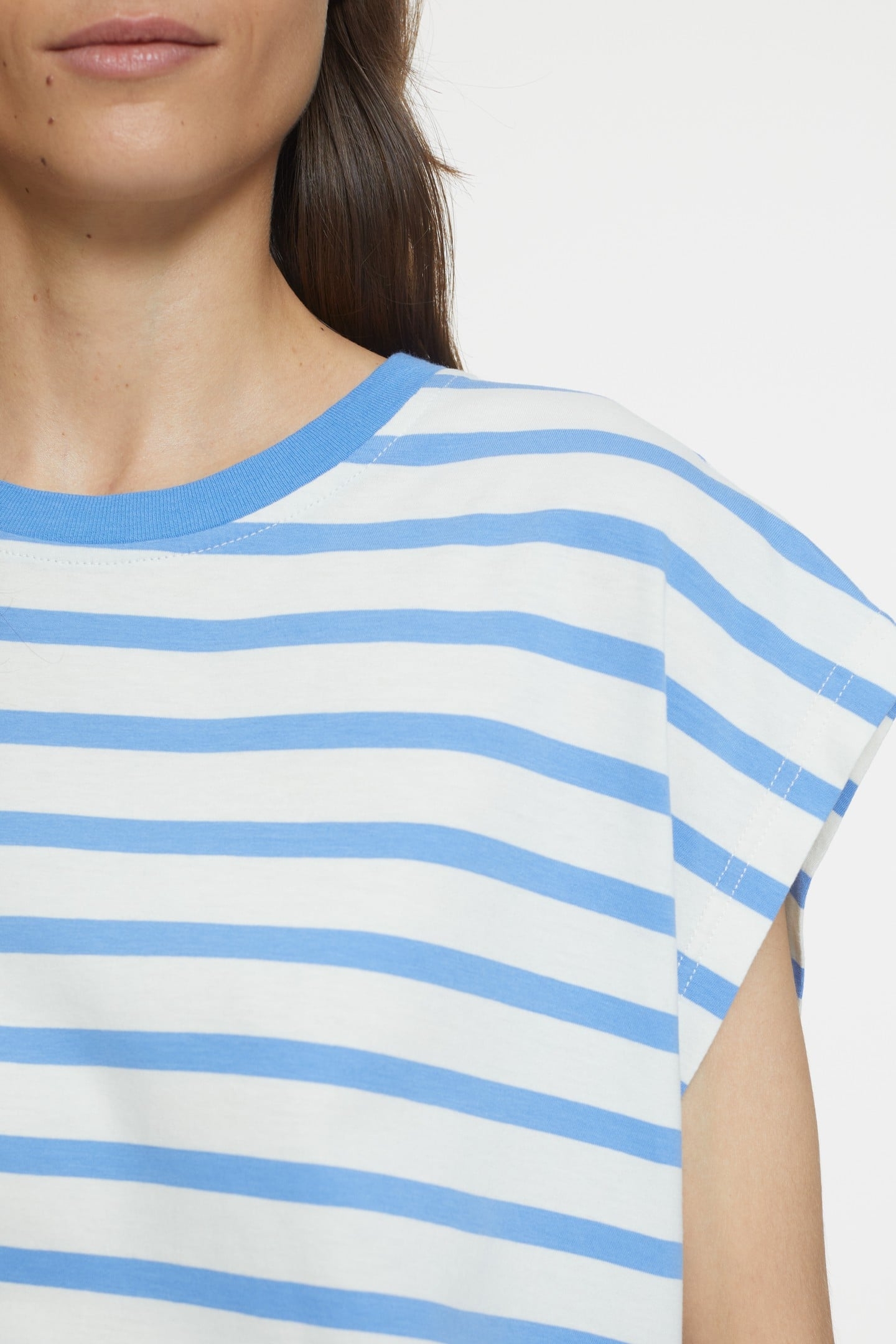 CREW NECK CAP SLEEVE T-SHIRTS CHAMBRAY BLUE 6