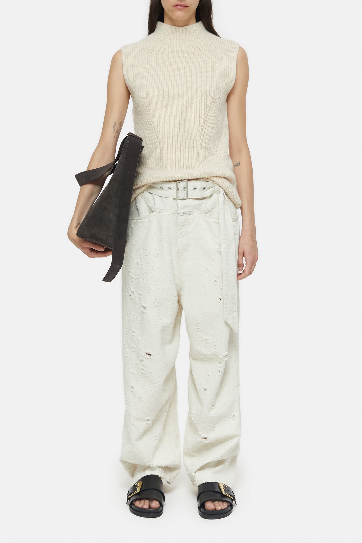 TURTLE NECK VEST KNITS IVORY 2