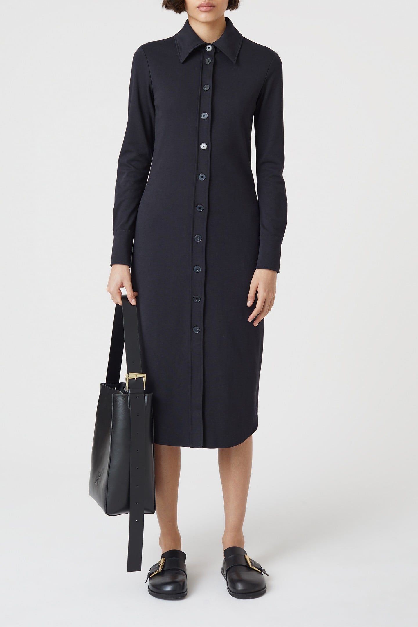 SHIRTDRESS LONG SLEEVE DRESSES BLACK 2