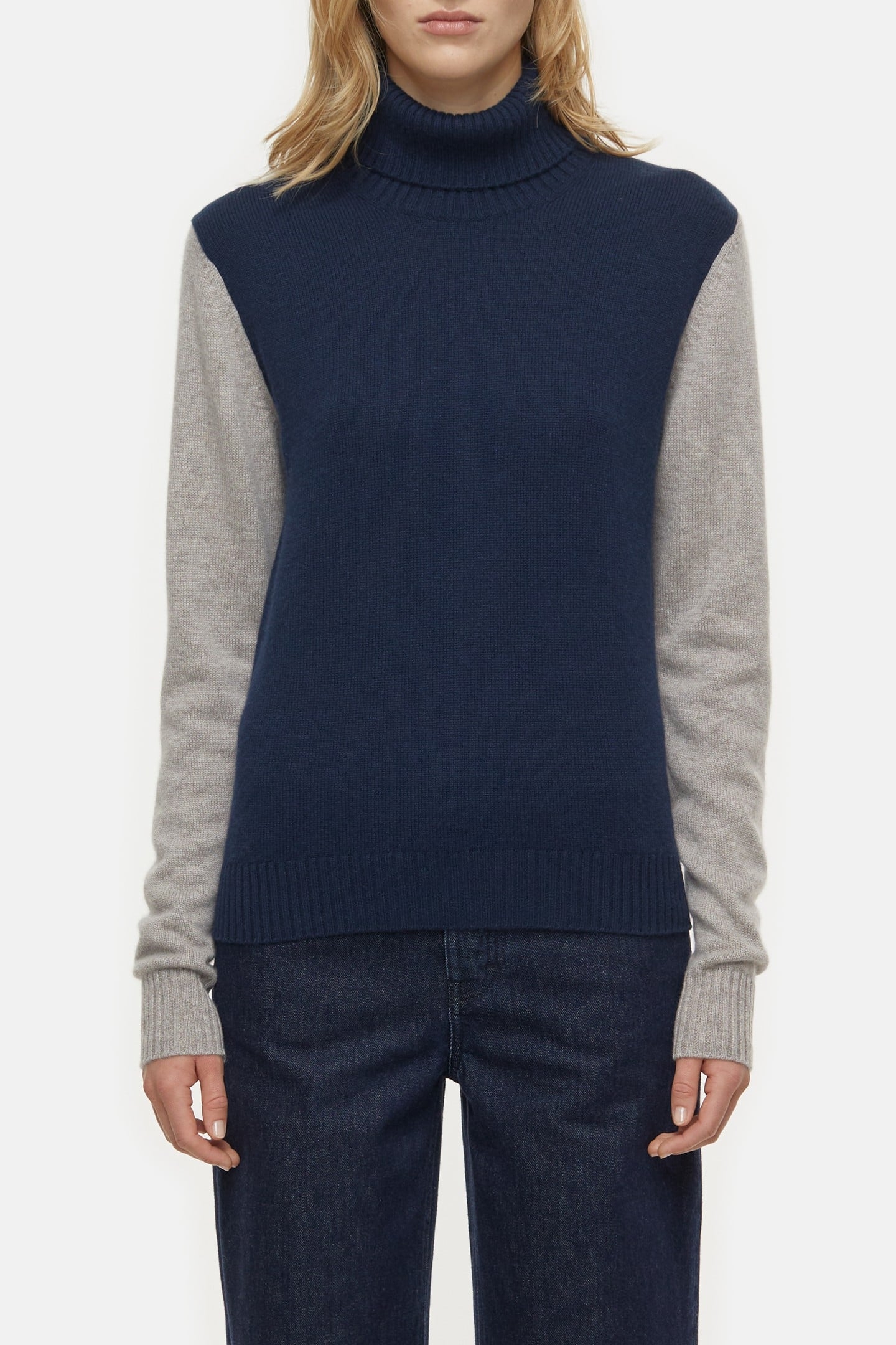 ROLL NECK LONG SLEEVE KNITS SPACE BLUE 1