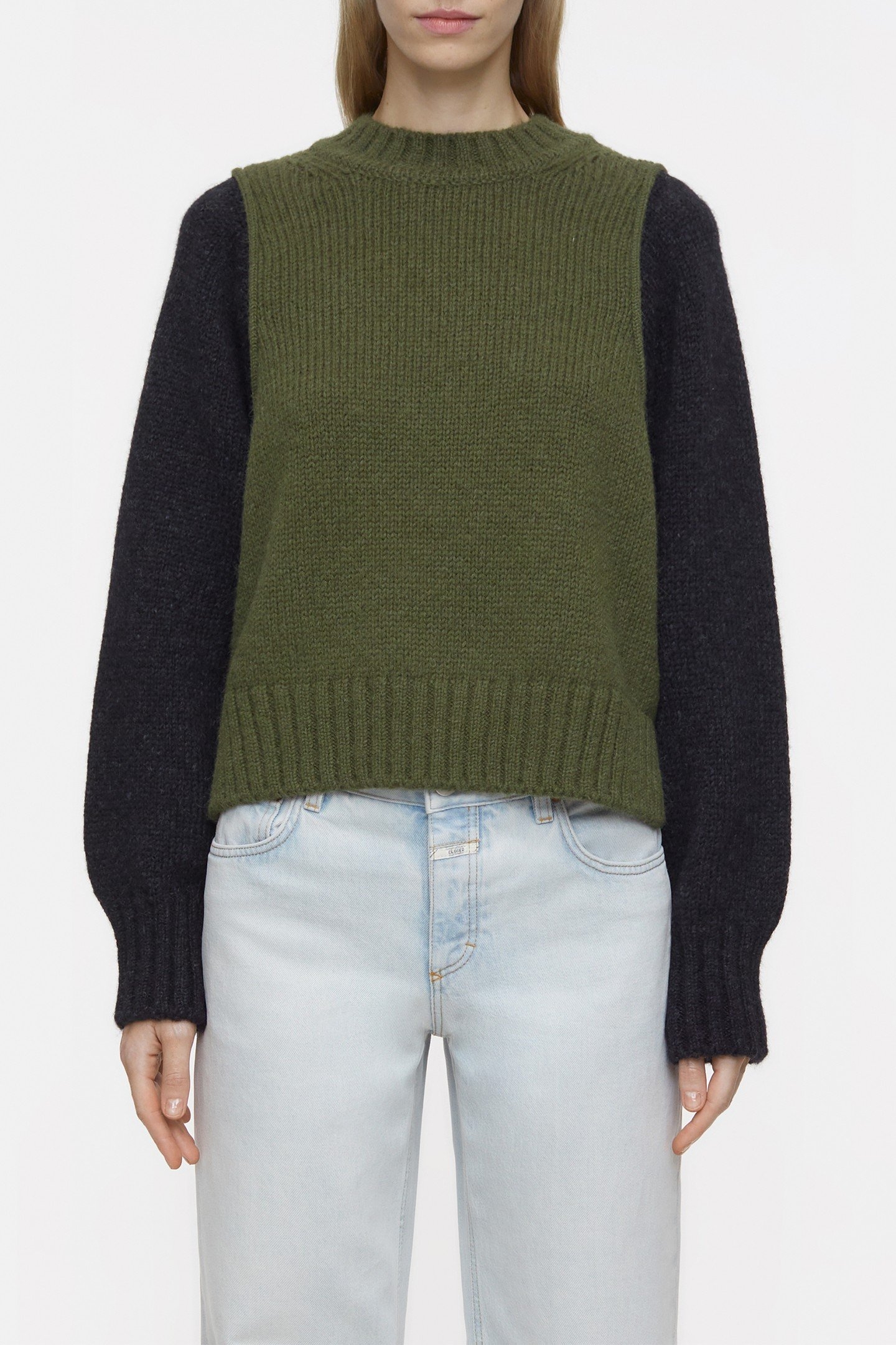 CREW NECK LONG SLEEVE KNITS INDUSTRIAL GREEN 2