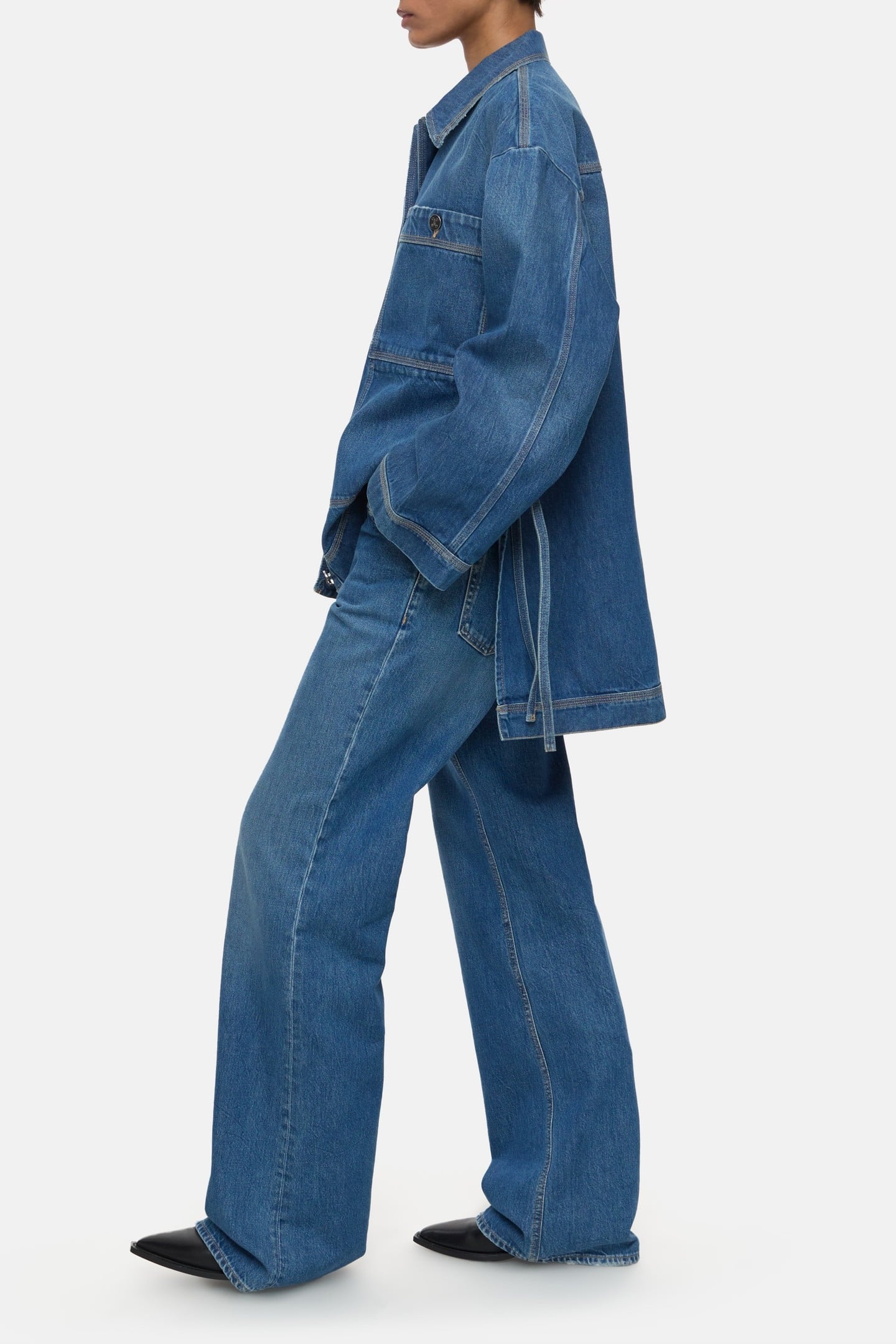 BLOUSE WITH SIDELONG STRAPS SHIRTS & BLOUSES MID BLUE 4