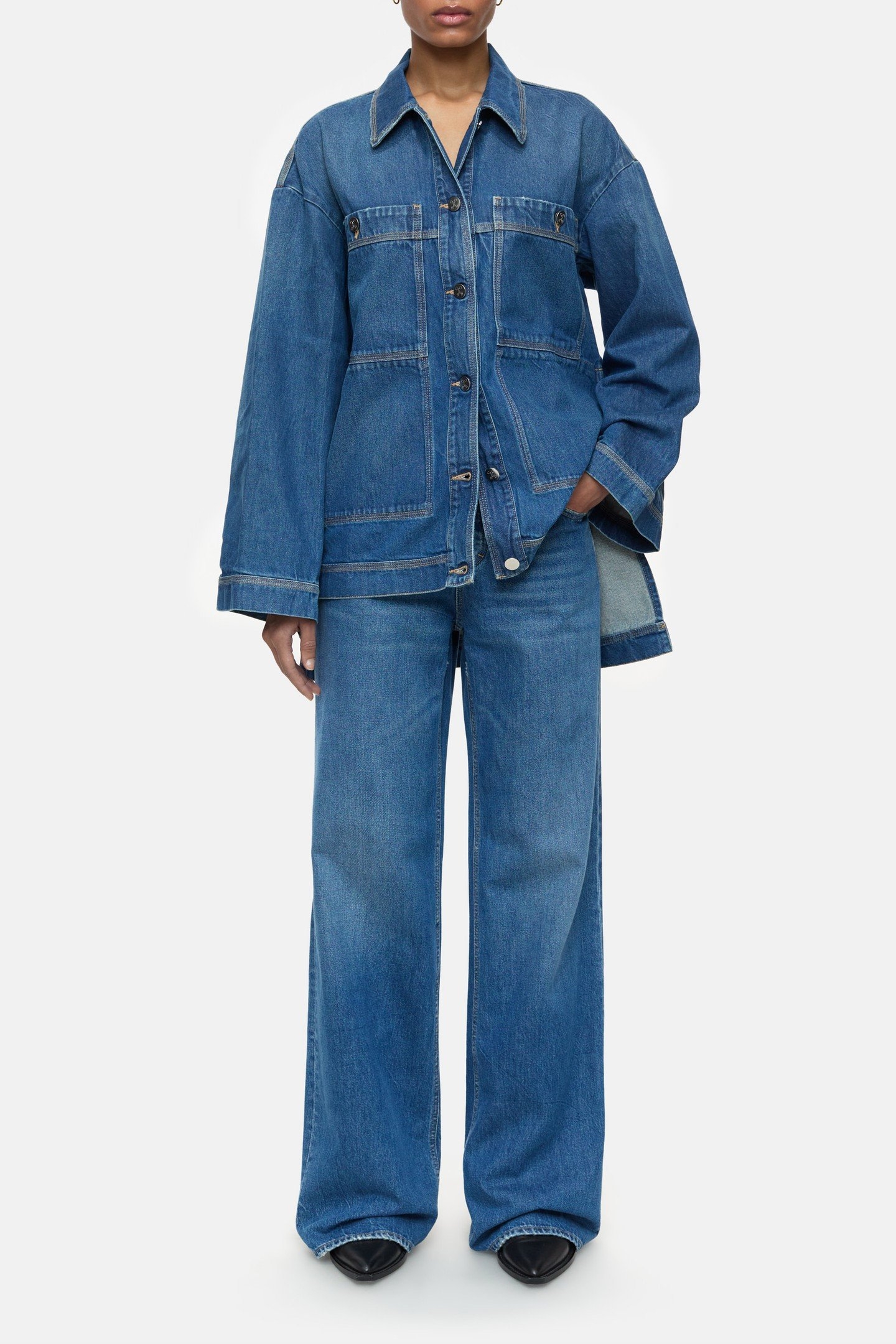 BLOUSE WITH SIDELONG STRAPS SHIRTS & BLOUSES MID BLUE 1