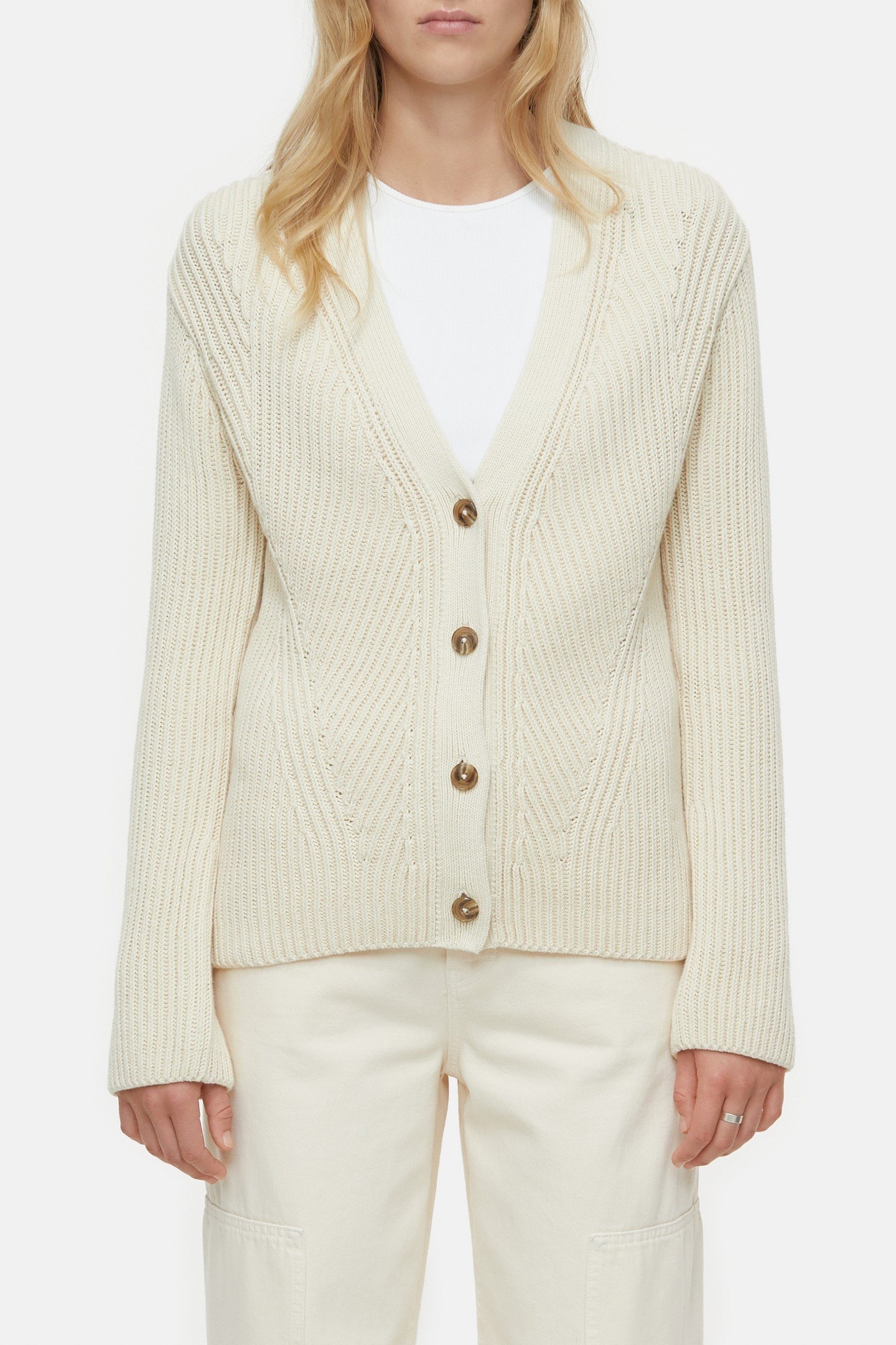 V CARDIGAN LONG SLEEVE KNITS IVORY 5