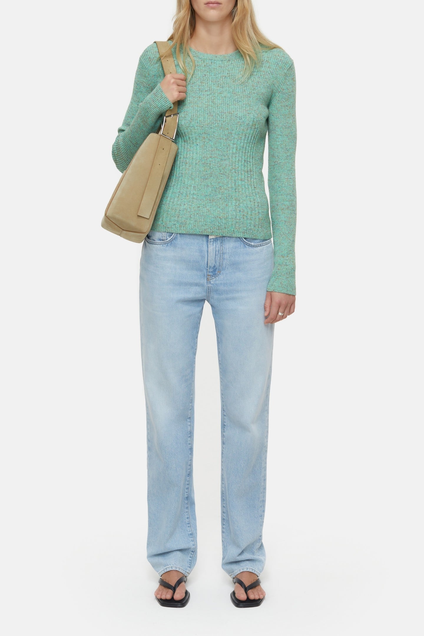 LONG SLEEVE CREW NECK KNITS GREEN KICK 1