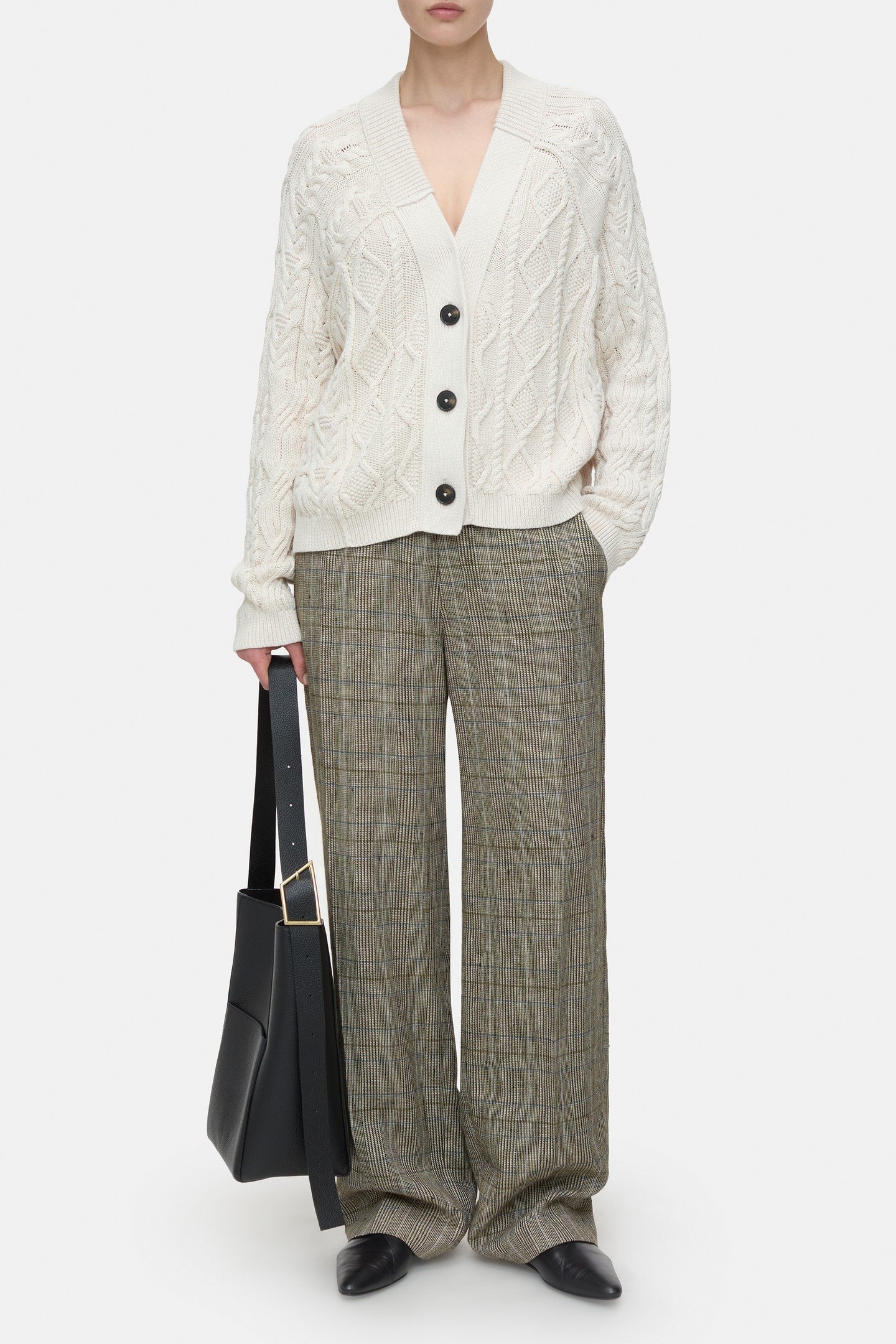 V CARDIGAN LONG SLEEVE KNITS IVORY 2