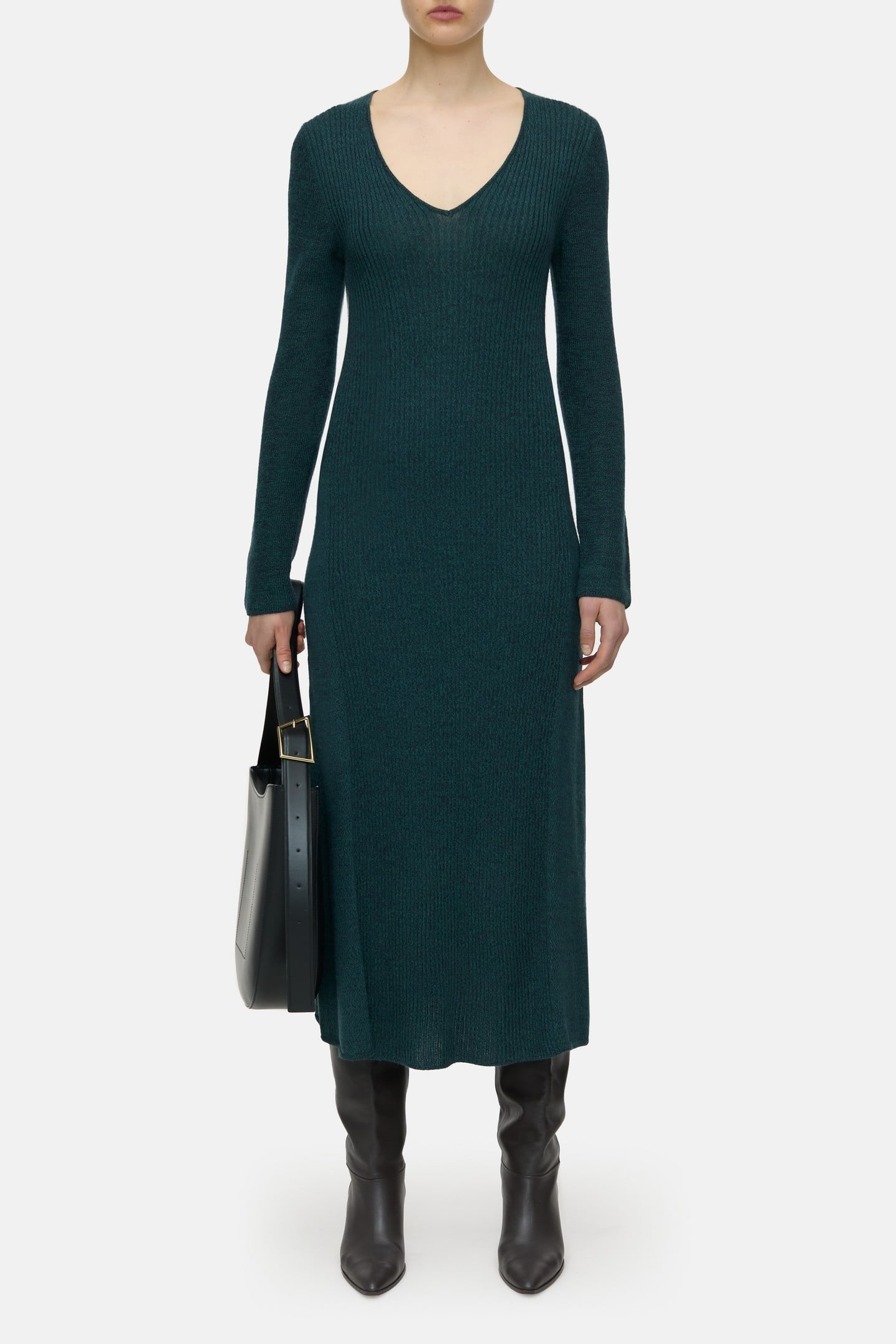 LONG SLEEVE RIB DRESS PINI GREEN 1