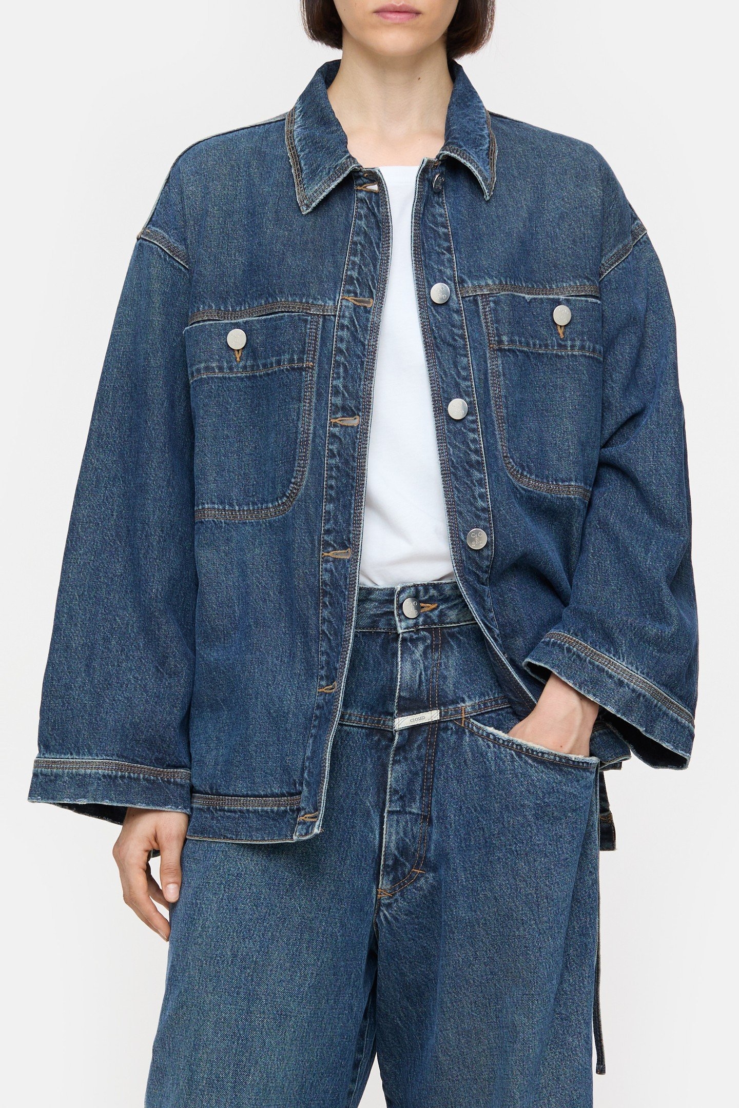 SHIRT WITH STRAPS CROPPED SHIRTS & BLOUSES DARK BLUE 1