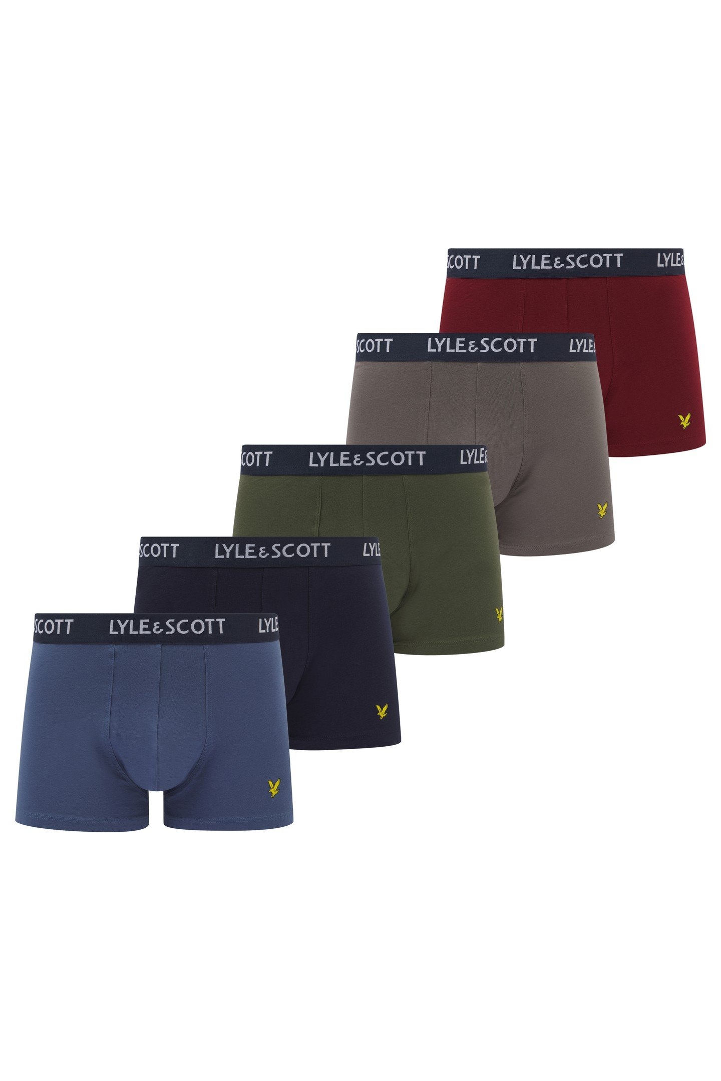 MILLER 5 PACK TRUNKS PEACOAT/RUBY WINE/GRANITE GREY/BLUE HOR 1