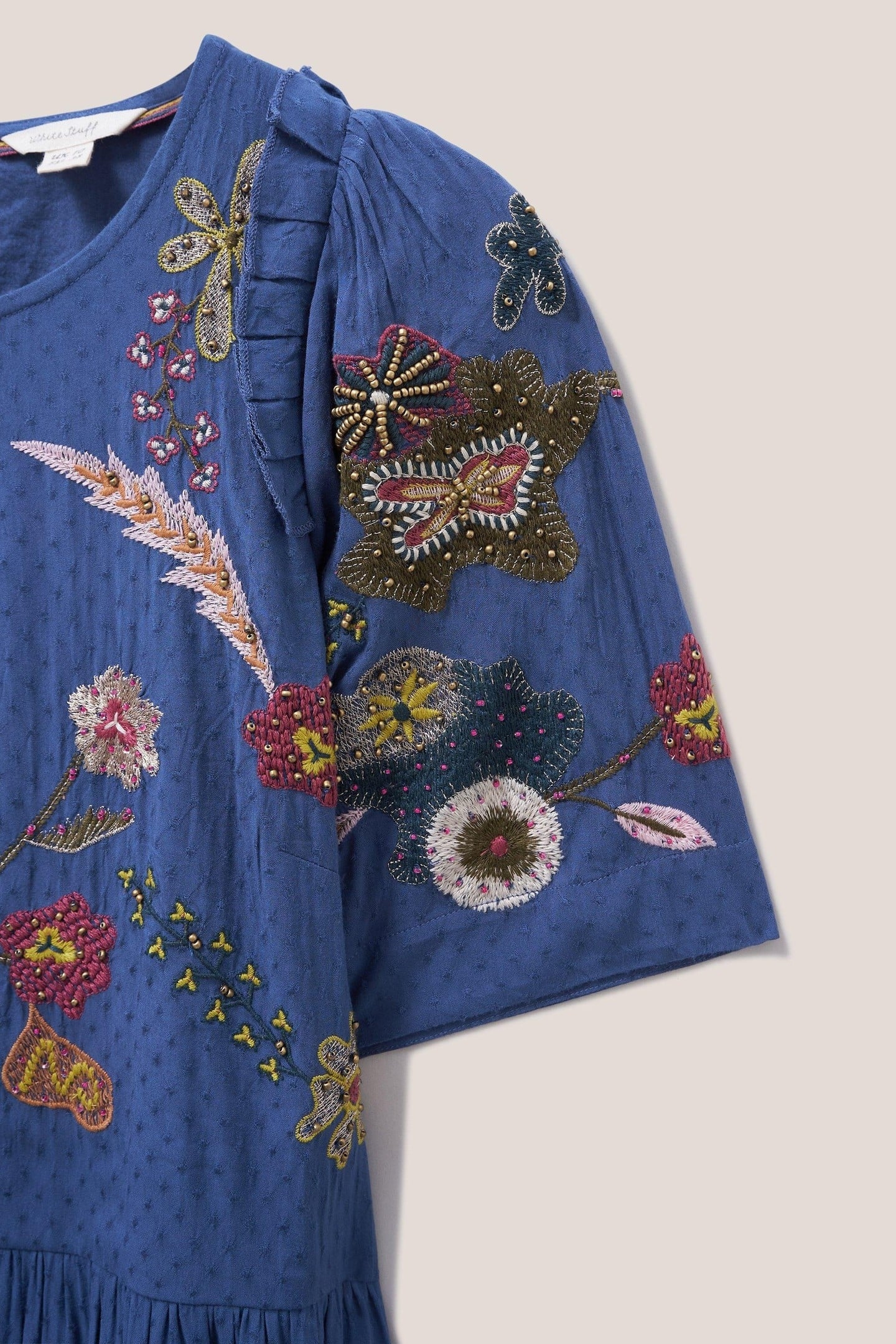 PIPPA EMBROIDERED MIDI DRESS BLUE MULTI 4