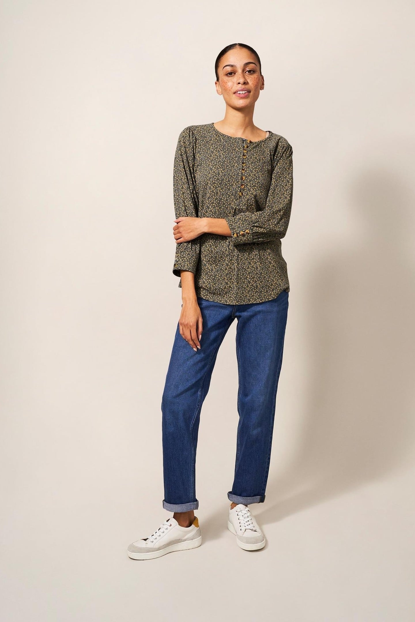 ANGELISE TOP BUTTON THROUGH GREY MULTI 2