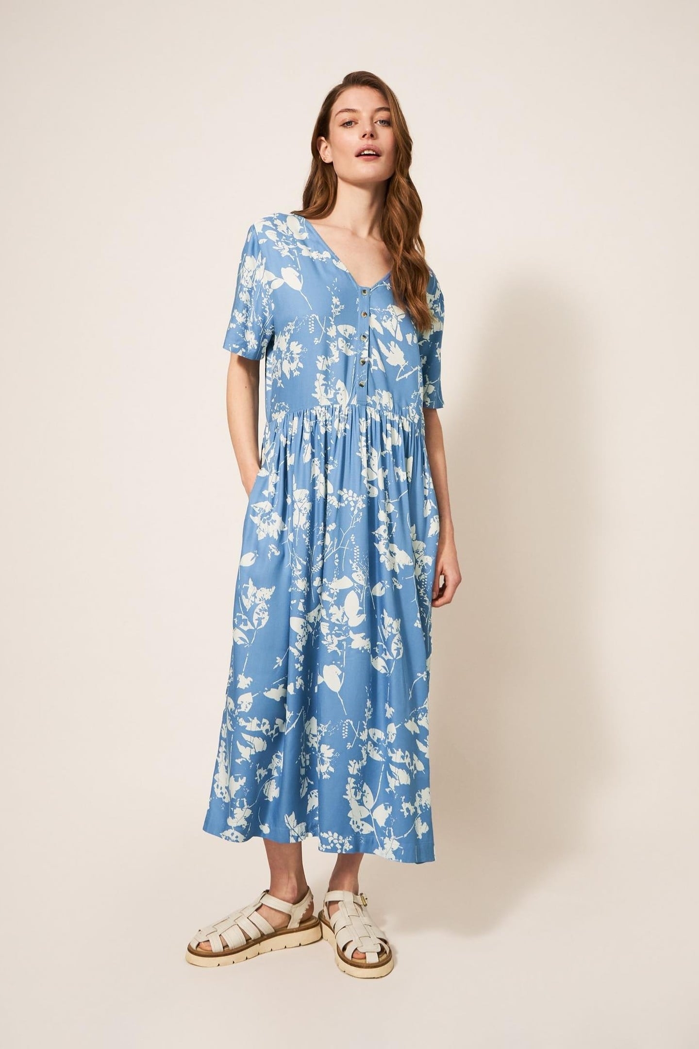 ELISA ECO VERO MIDI DRESS BLUE MULTI 1