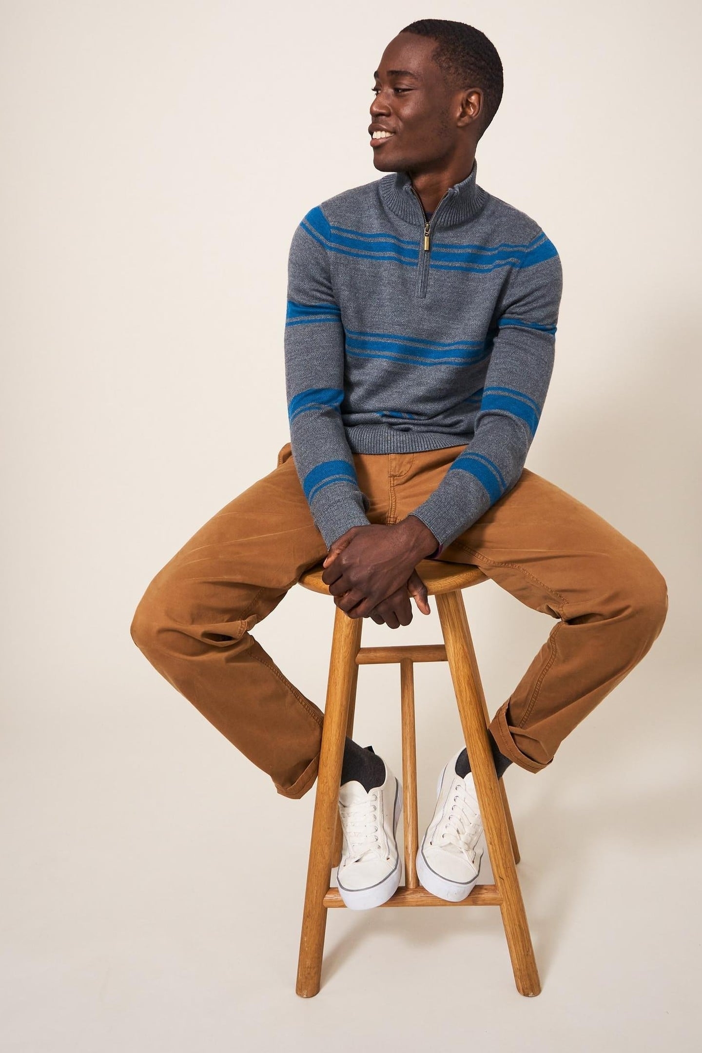 NEWPORT MERINO STRIPE FUNNEL CHARCOAL GREY 2