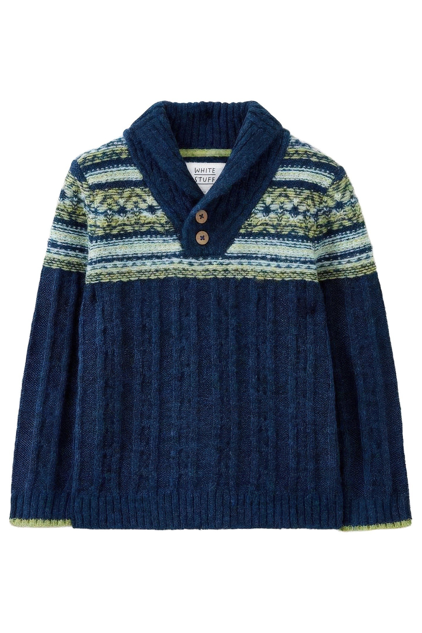 FAIRISLE SHAWL NECK JUMPER TEAL MULTI 5