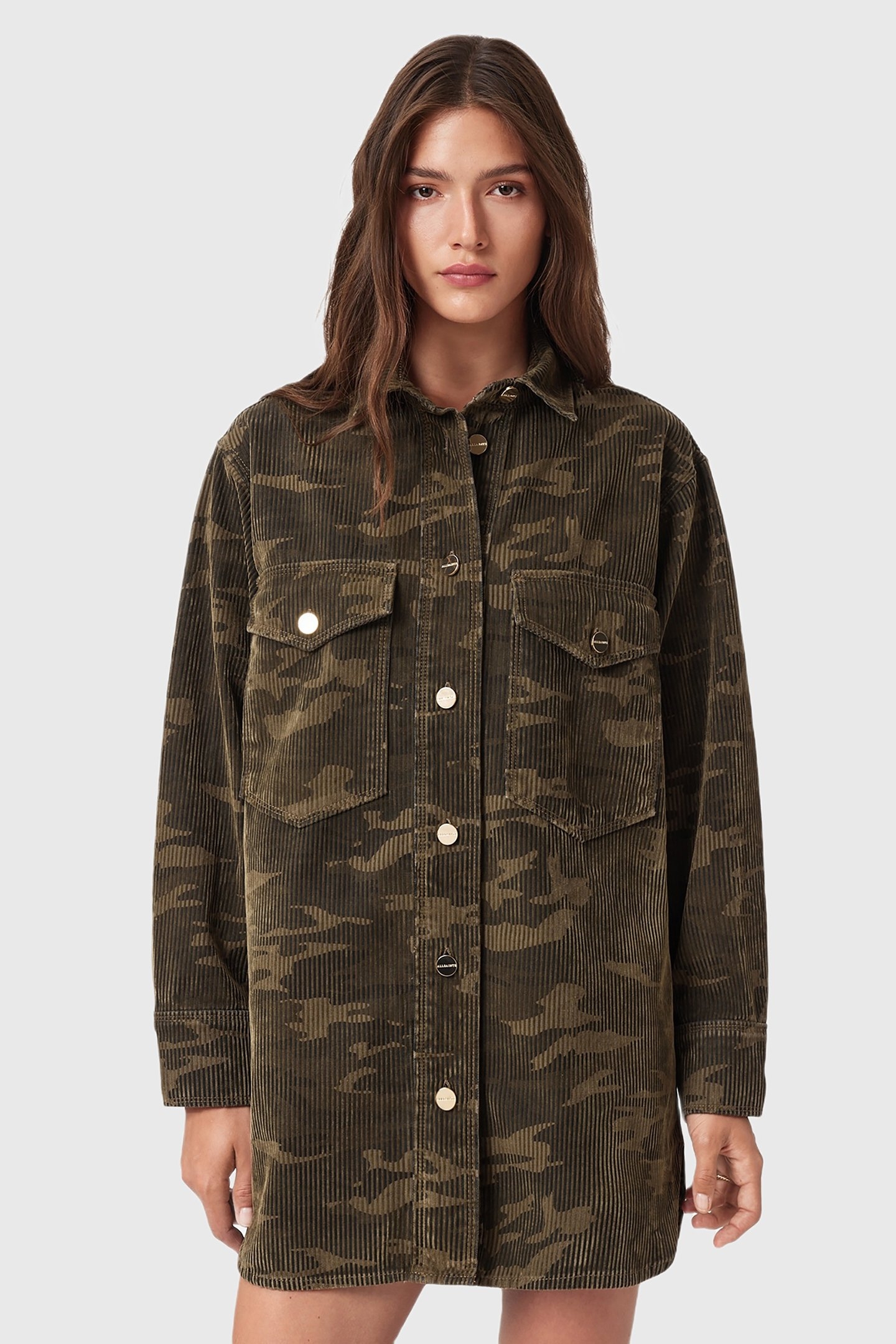 FAYE FLOCKED DRESS CAMO GREEN 1