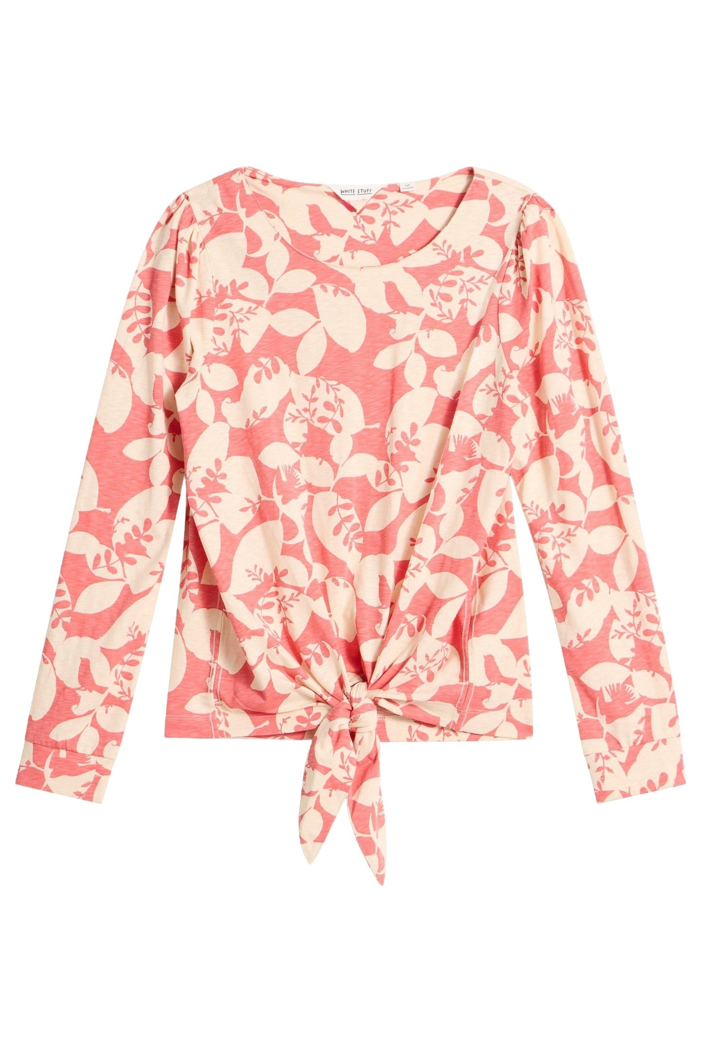 TINA TIE HEM TOP PINK PRINT 1