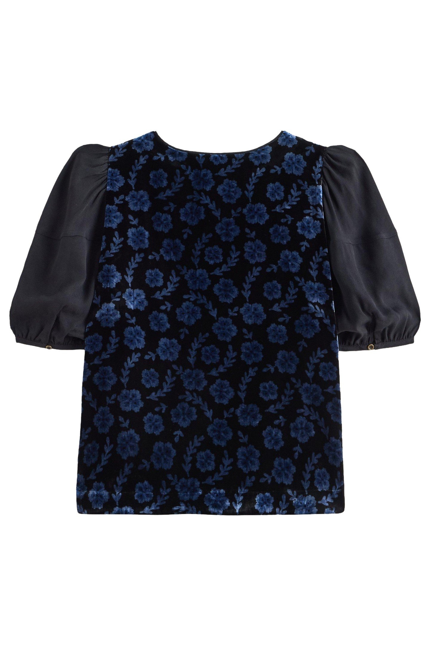 CLEO VELVET MIX TOP BLACK PRINT 2