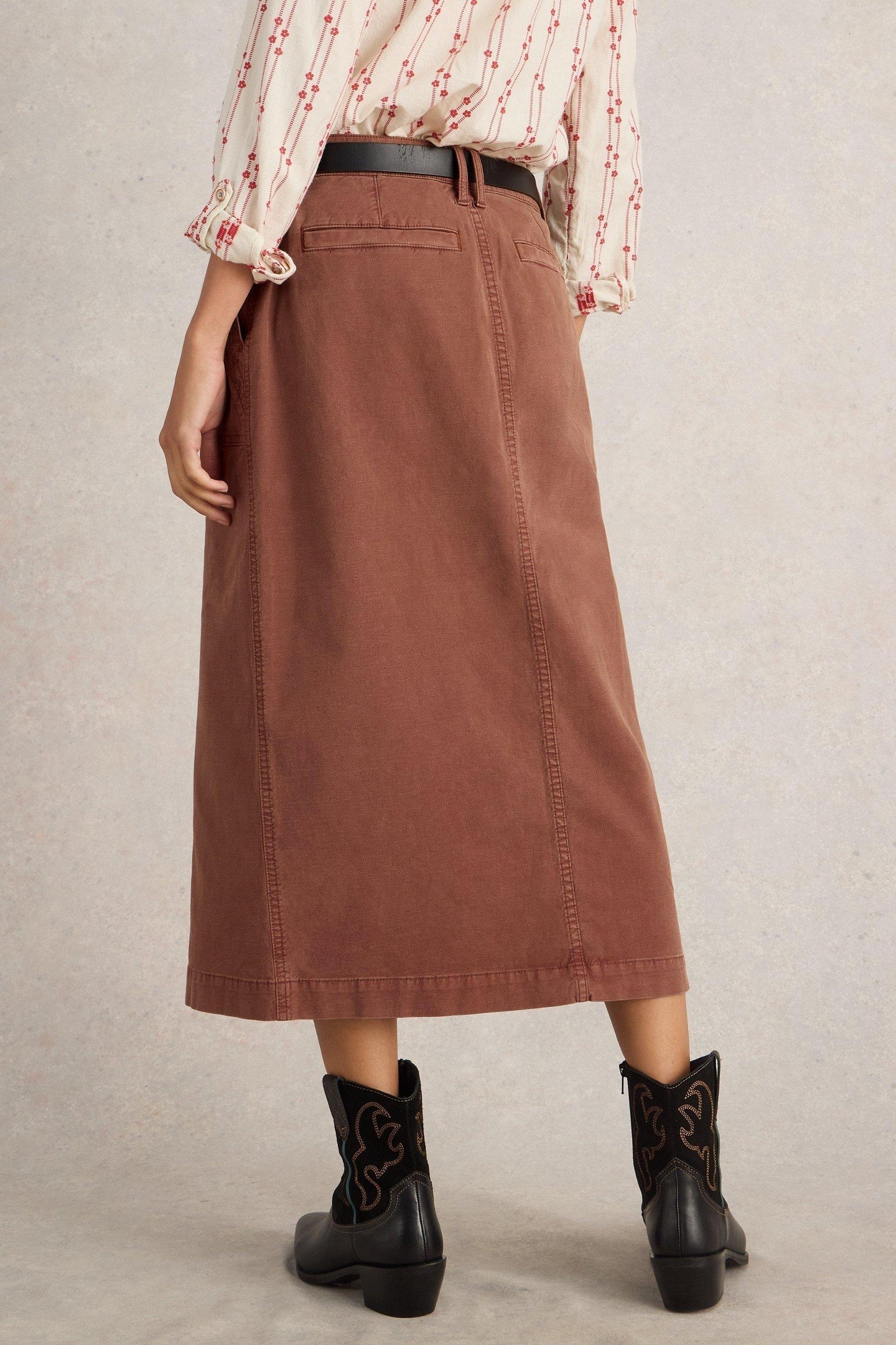 MAREN MIDI SKIRT DARK TAN 2