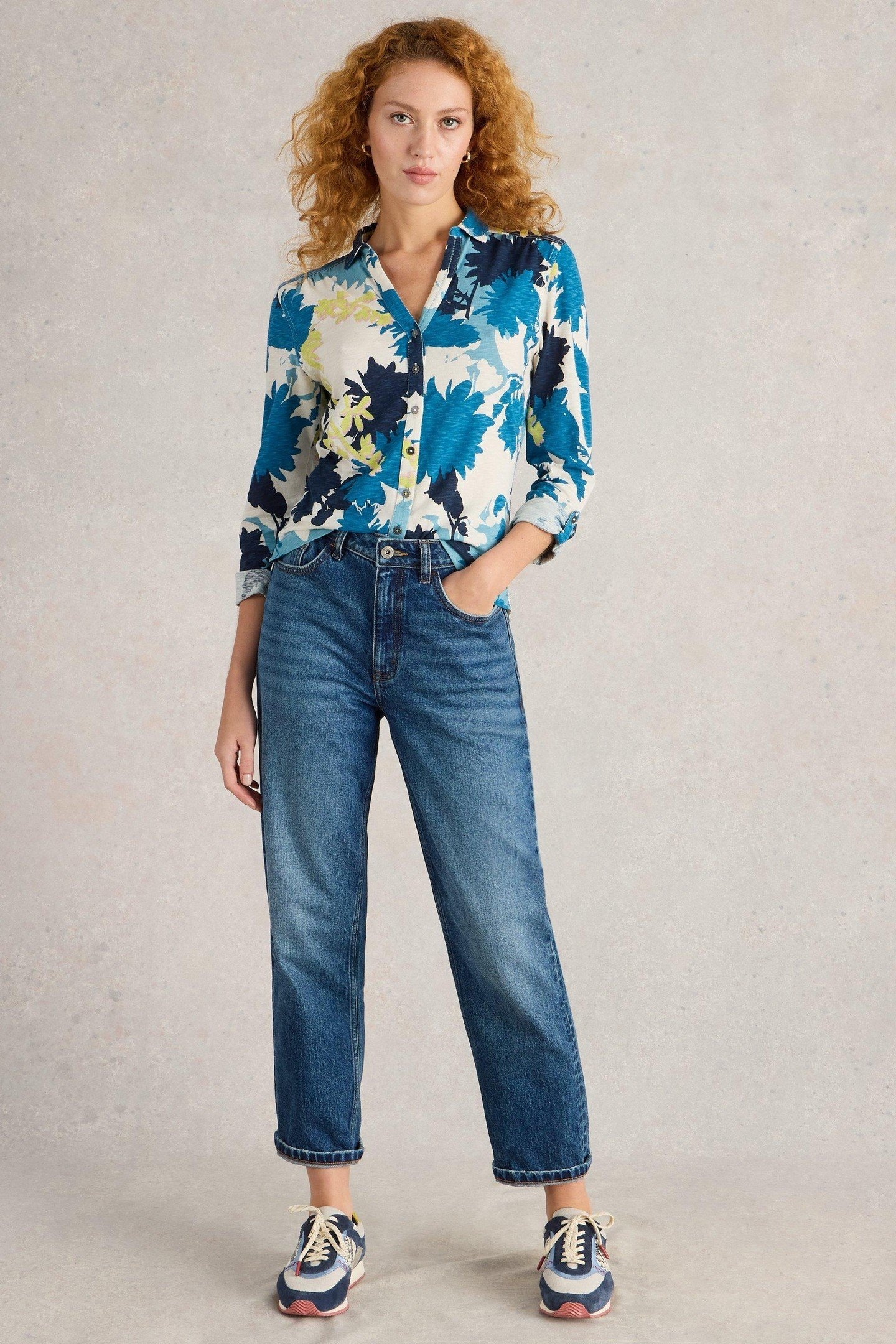 ANNIE JERSEY SHIRT WHITE MULTI 1