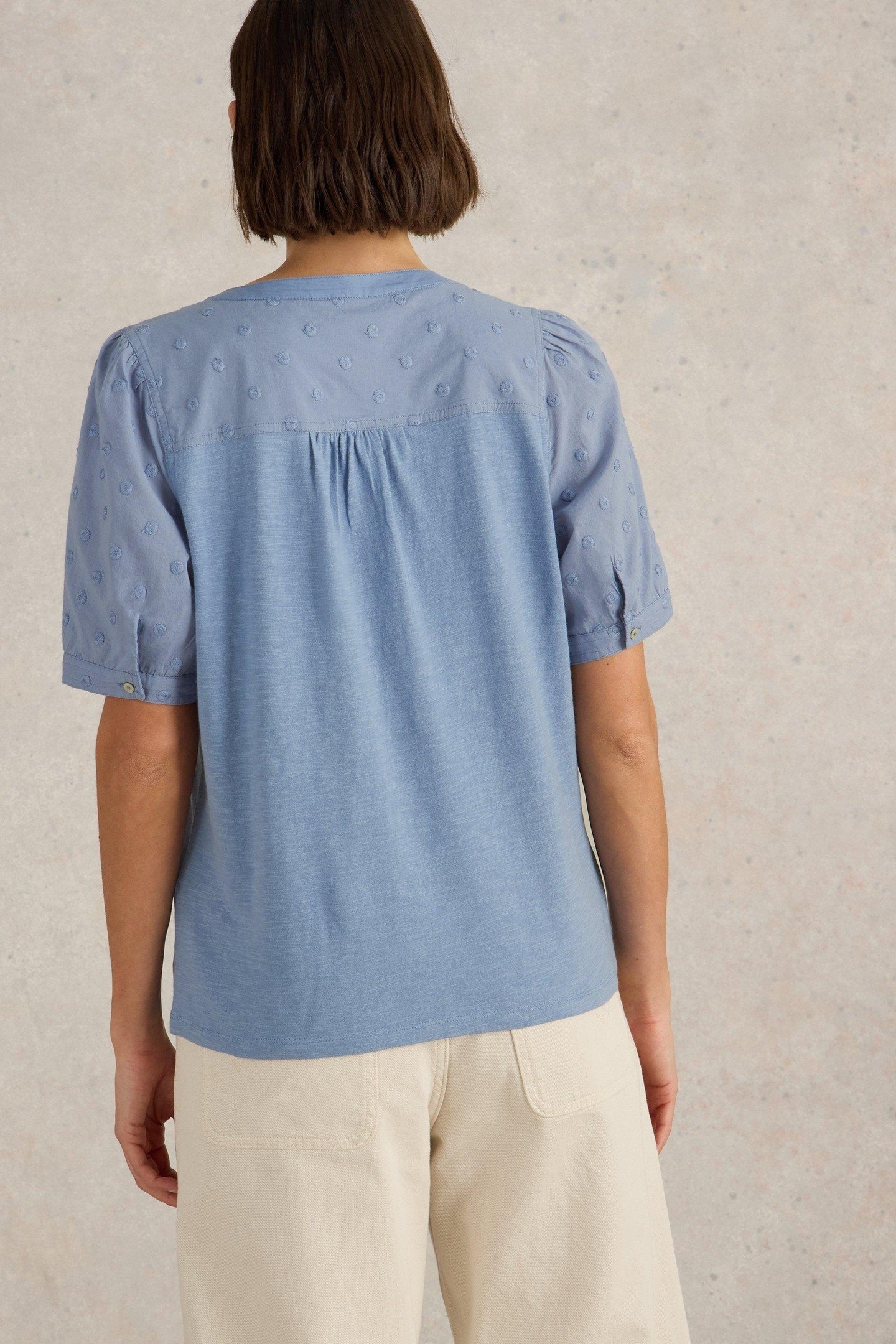 ELLIE BRODERIE TOP MID BLUE 2