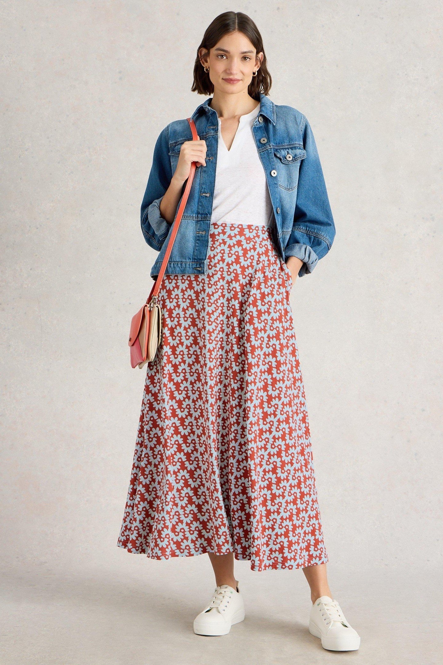 JADA JERSEY MAXI SKIRT RED PRINT 1