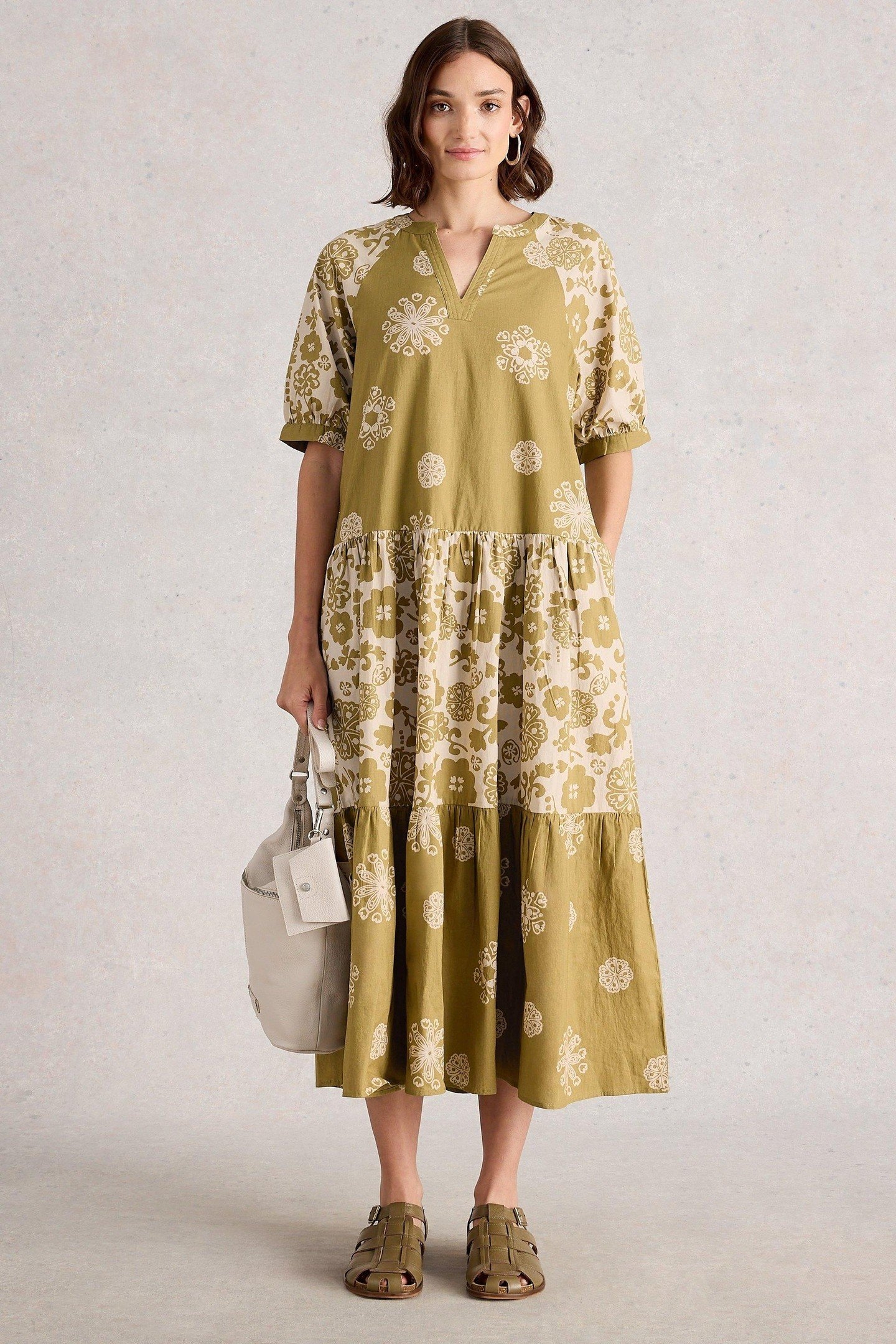 EVA MIXED PRINT DRESS GREEN PRINT 1