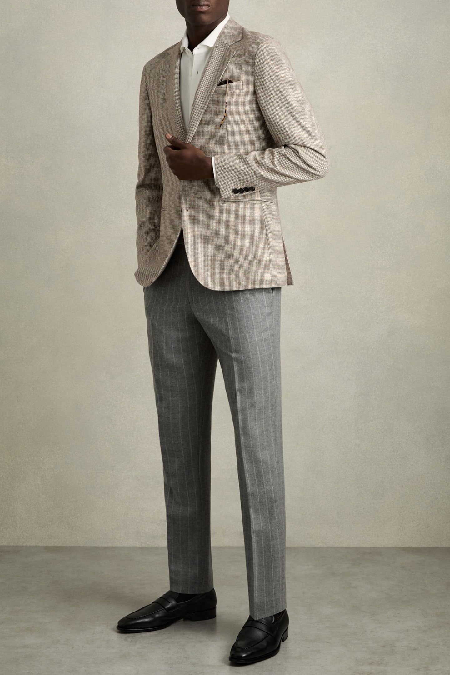 SB 2B NOTCH PUPPYTOOTH BLAZER TAUPE/OFF WHITE 3