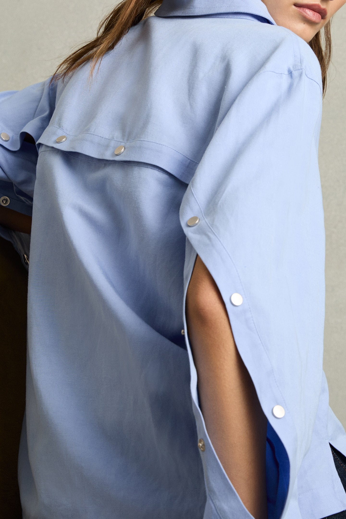 POPPER BACK SHIRT BLUE 6