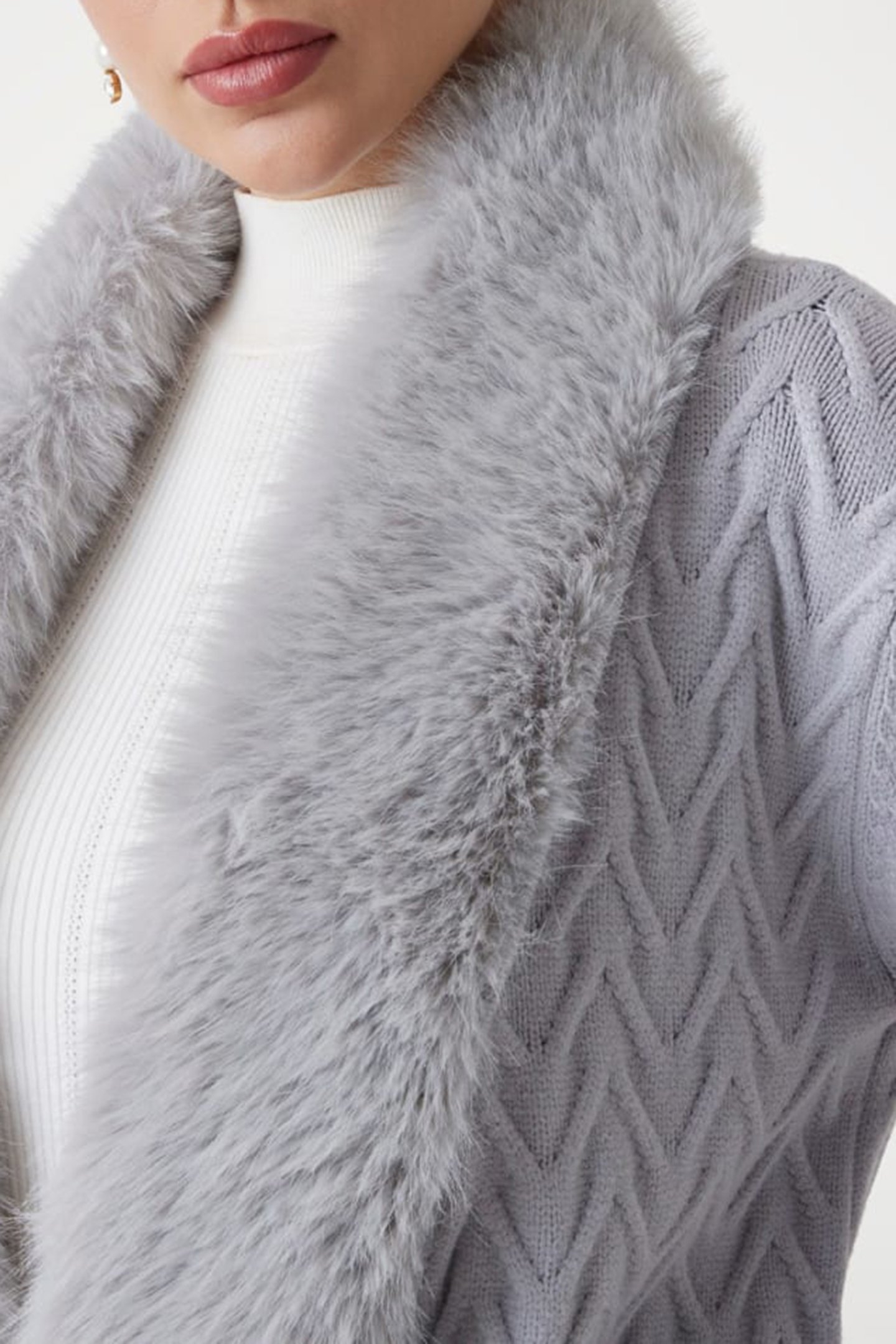 PAULA FAUX FUR LONG CARDI SILK GRAY 5