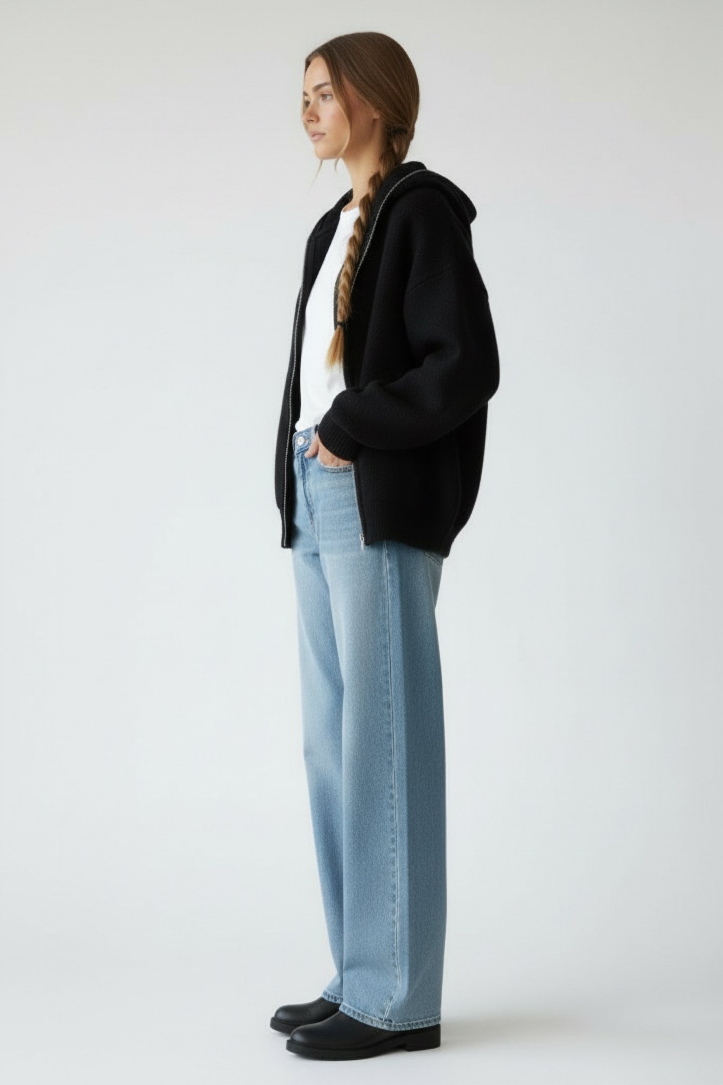 RICK OWENS – KNIT SWEATER GIMP HOODIE BLACK 6