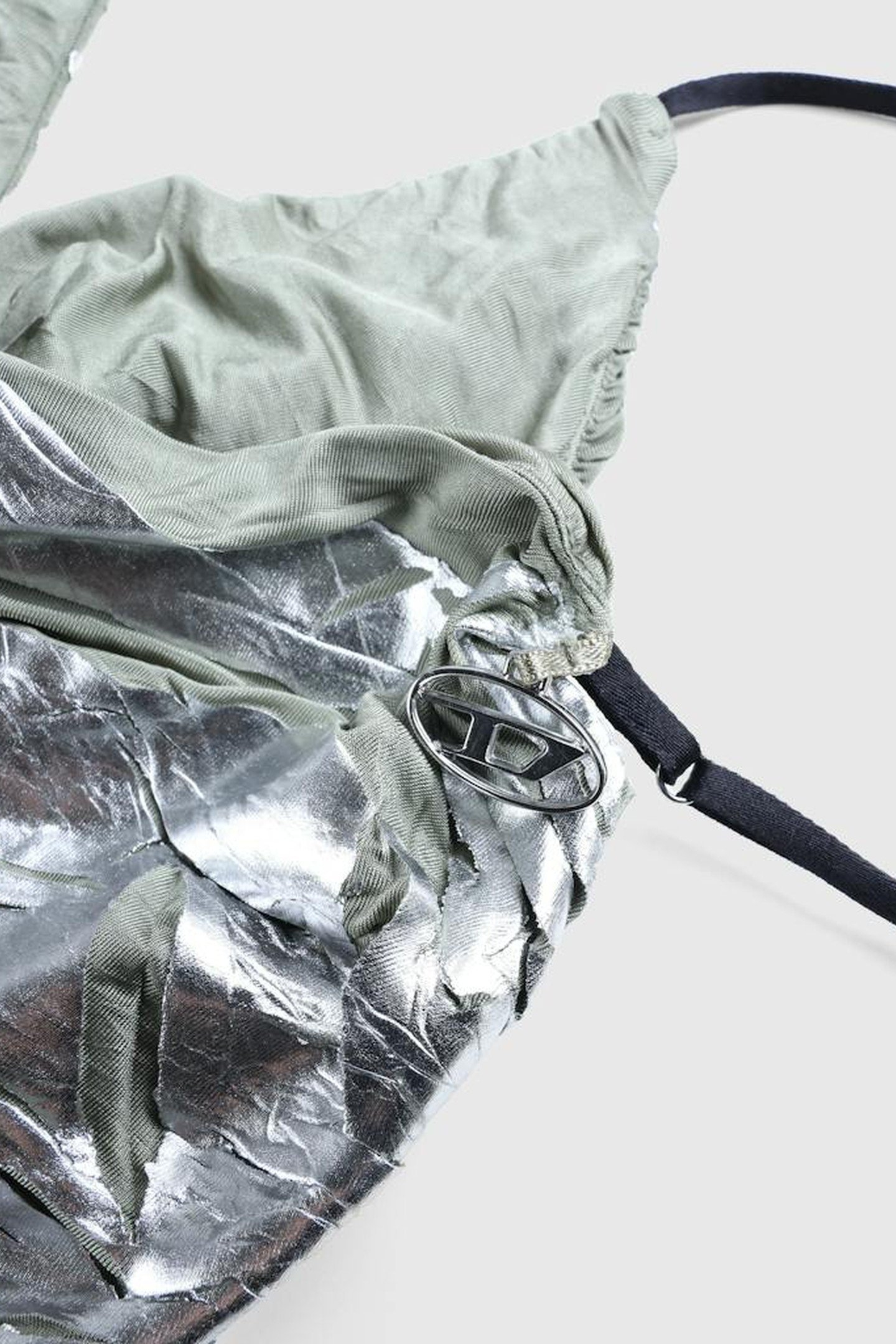 DIESEL – D-IAMANTE GATHERED MINI DRESS SILVER 3