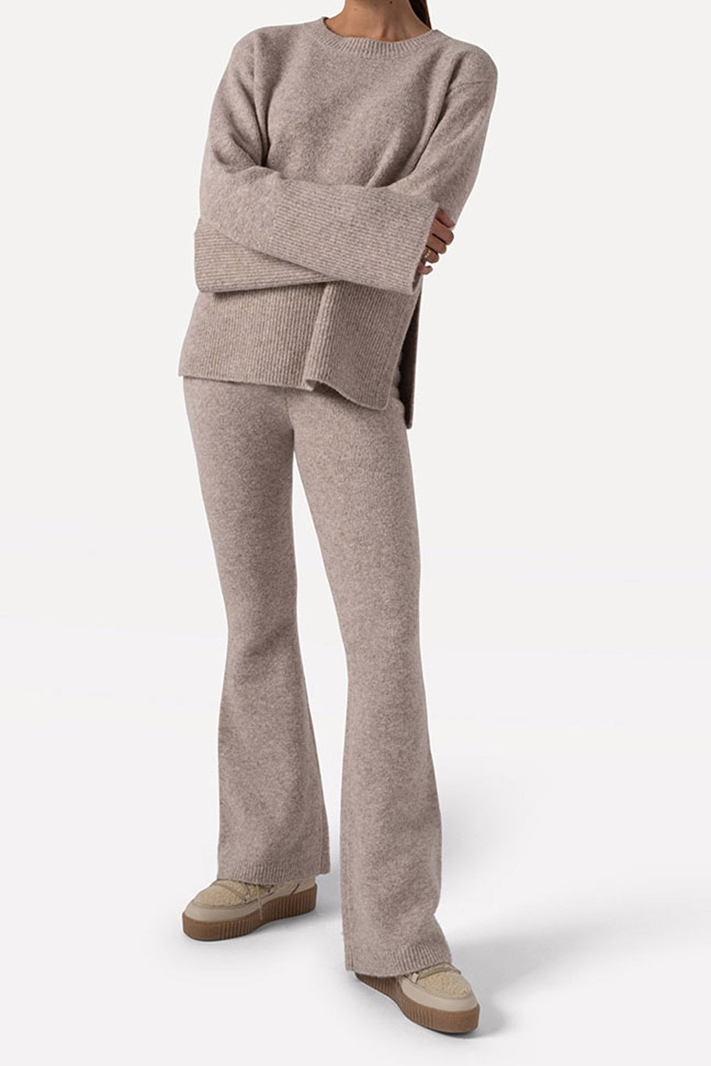 NALA KNITTED PULL LONG SLEEVE SANDALWOOD MELEE 4